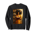 Bookish Melanin Afro Reading Book Sweatshirt - Minimalist Print for Adults - T-Shirt, Sweatshirt, Hoodie