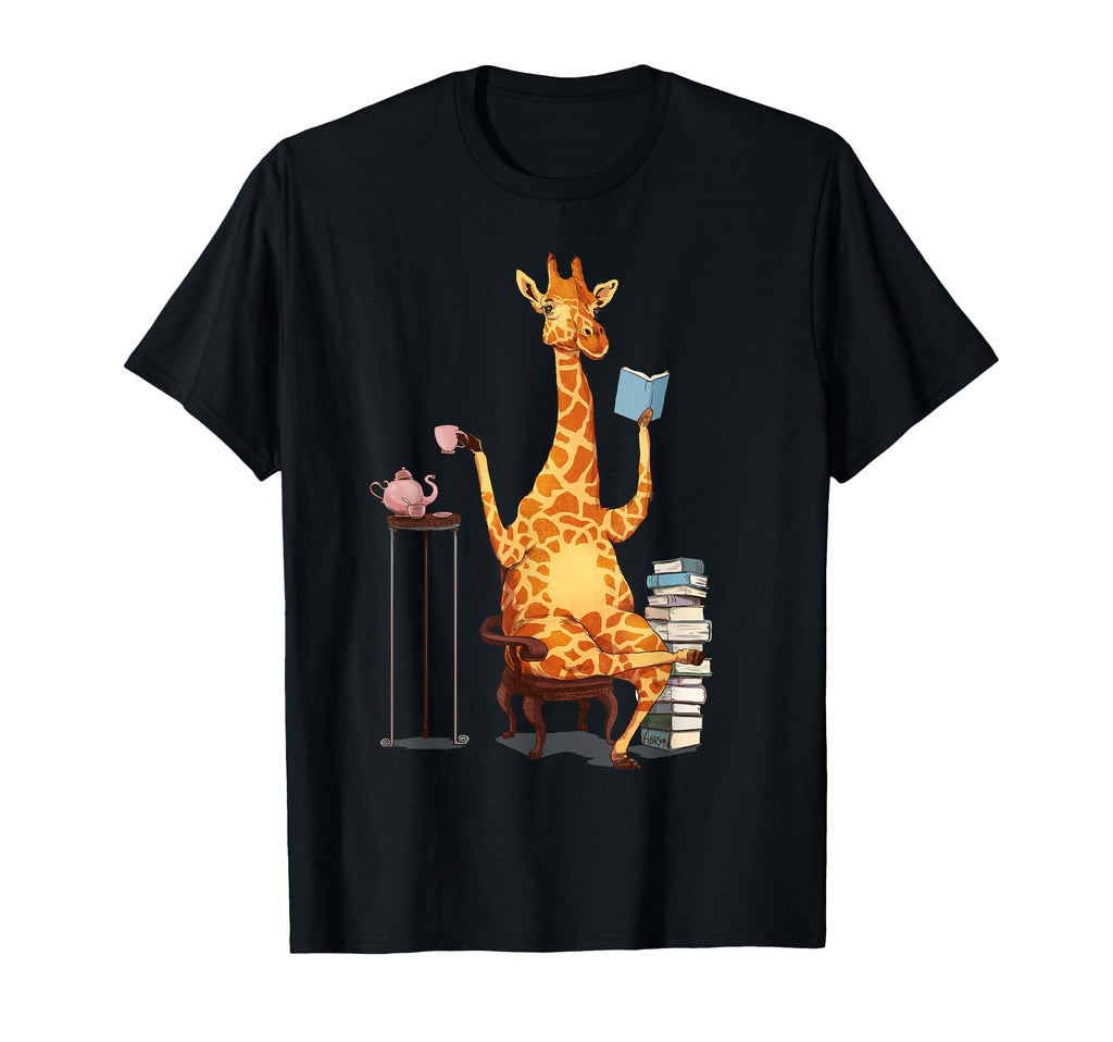 Giraffe Reading Tea Lover Bookworm Gift T-Shirt - Unique Graphic Unisex - T-Shirt, Sweatshirt, Hoodie