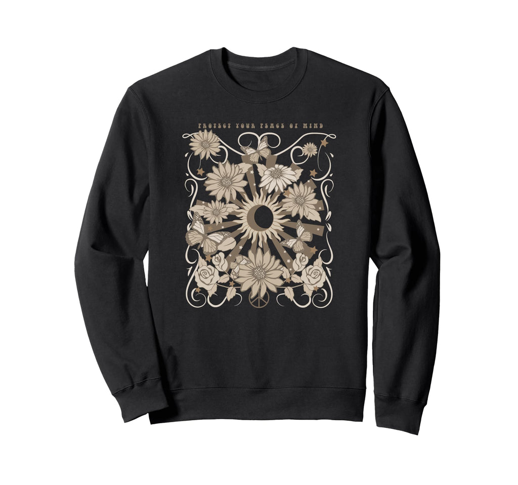 Protect Your Peace Mind Floral Sun Sweatshirt - Minimalist Print Men Women - T-Shirt, Sweatshirt, Hoodie