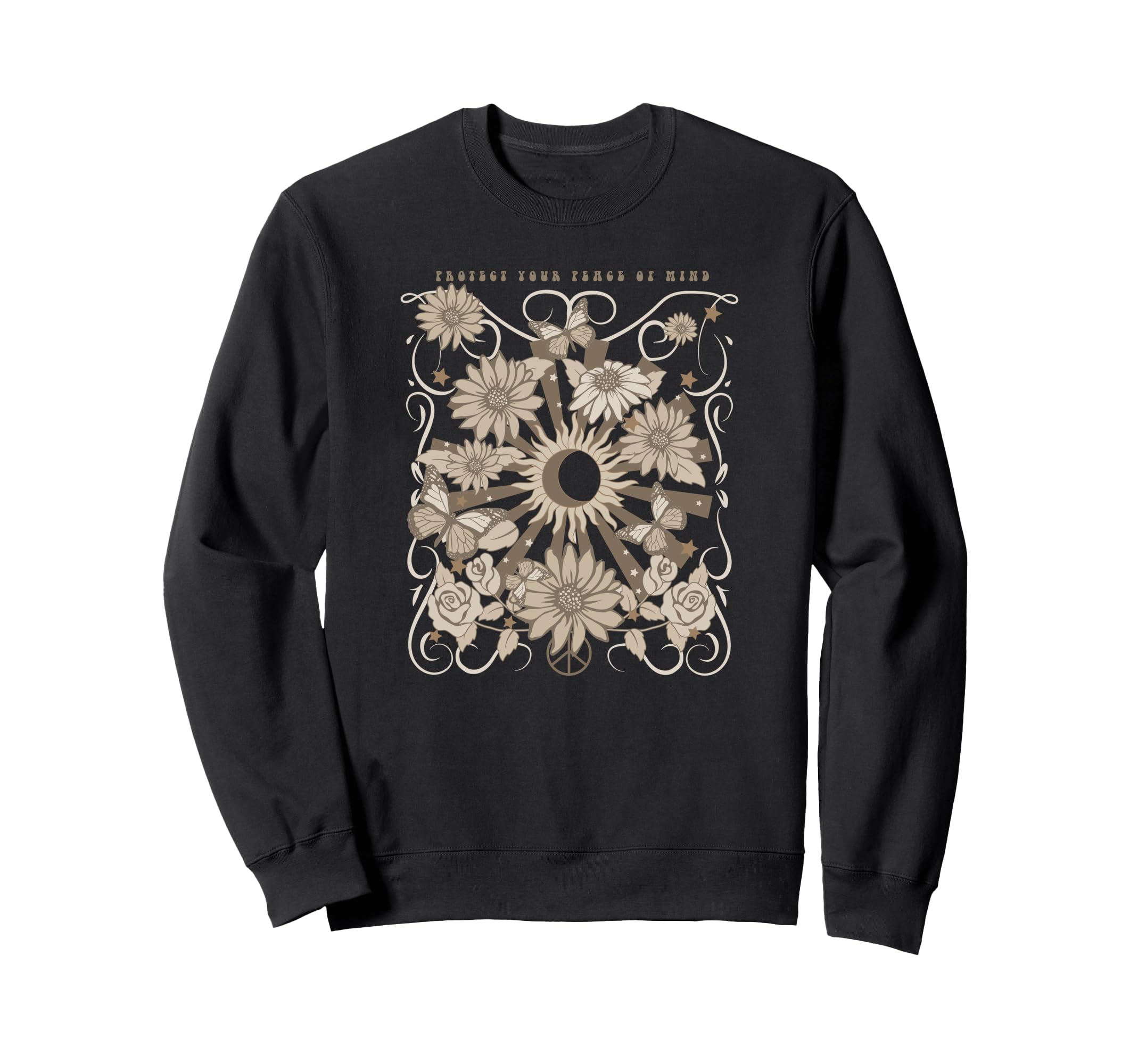 Protect Your Peace Mind Floral Sun Sweatshirt - Minimalist Print Men Women - T-Shirt, Sweatshirt, Hoodie