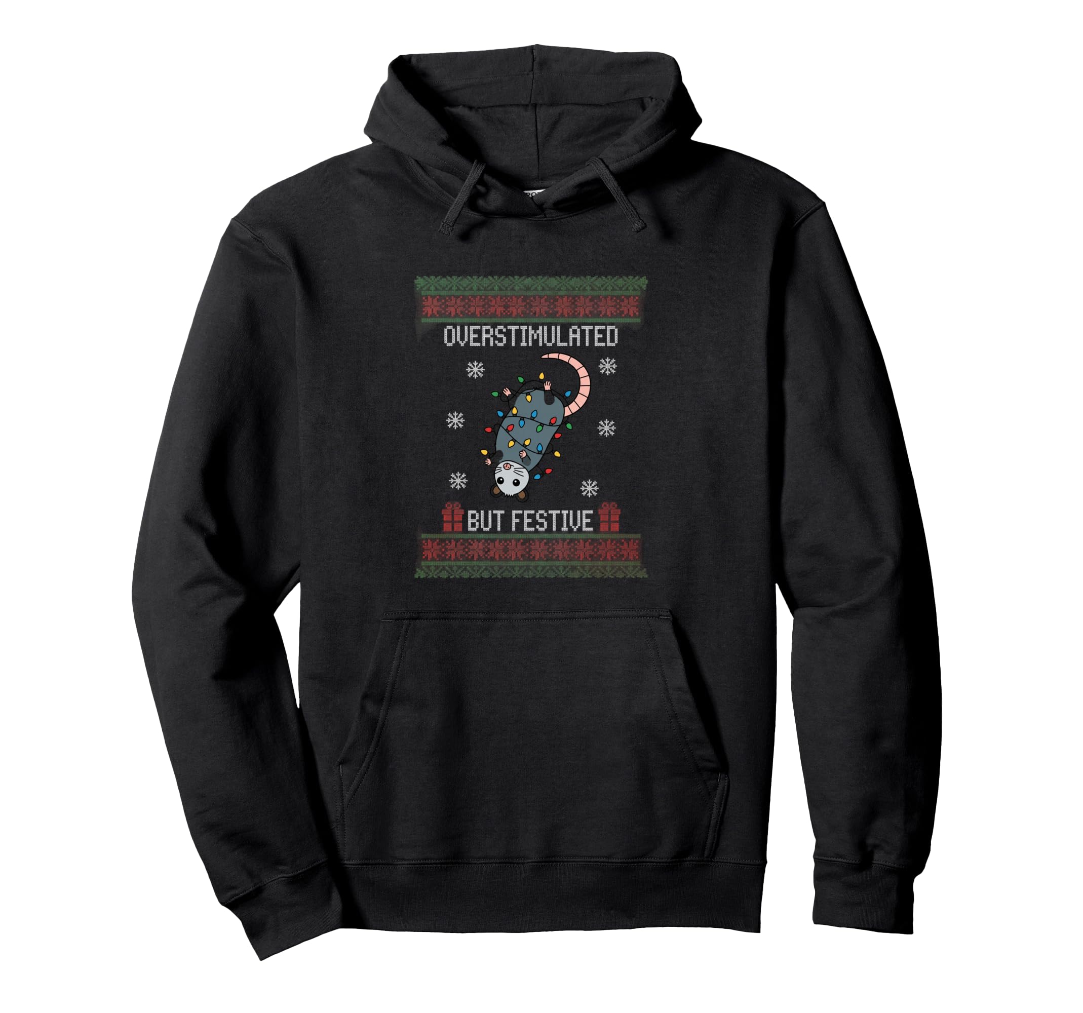 Overstimulated But Festive Opossum Hoodie - Streetwear Style Men Women - T-Shirt, Sweatshirt, Hoodie