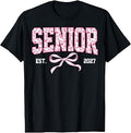 Class of 2027 Senior Floral Coquette Bow Graduation 2027 T-Shirt Unisex T-shirt, Sweatshirt, Hoodie, Long Sleeve Tee - T-Shirt, Sweatshirt, Hoodie