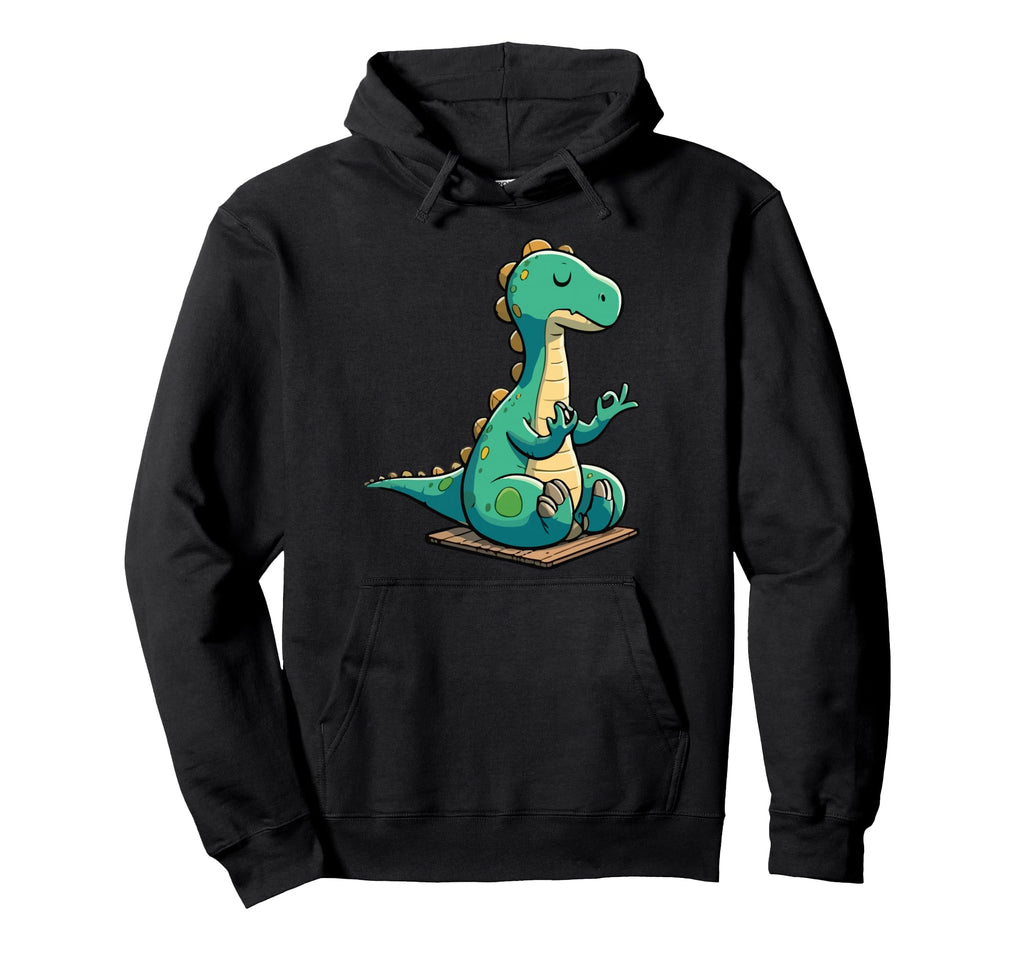 Meditation Dinosaur Yoga Pose Relaxing Hoodie - Custom Art Print Men Women - T-Shirt, Sweatshirt, Hoodie