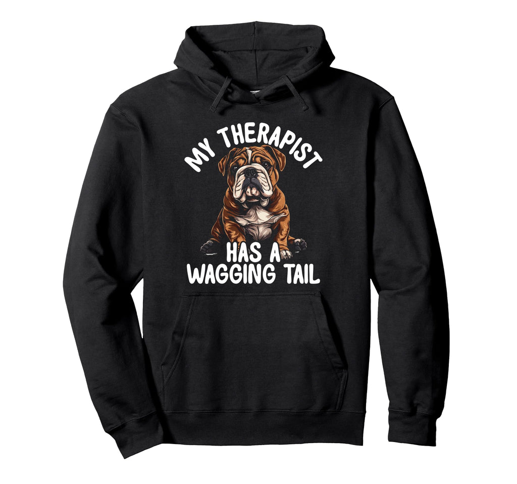 Bulldog Therapy Service Dog Hoodie - Minimalist Print Unisex - T-Shirt, Sweatshirt, Hoodie