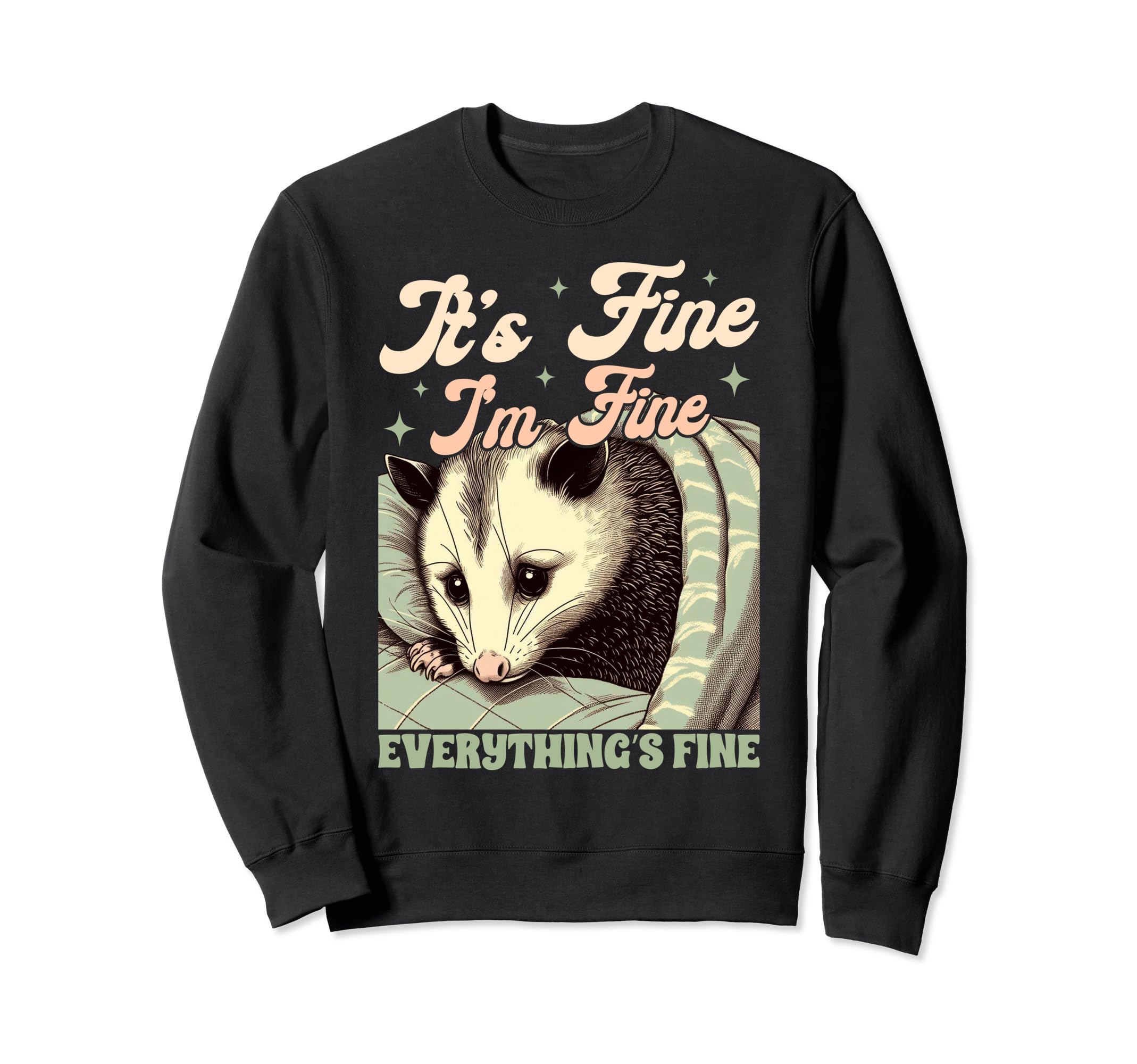 Anxiety Opossum Its Fine Im Fine Sweatshirt - Streetwear Style Unisex - T-Shirt, Sweatshirt, Hoodie