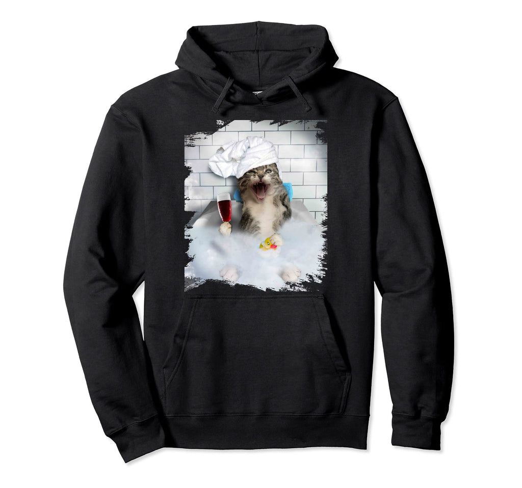 Cat Cats Kitty Bathing Bathtub Bath Hoodie - Fun Novelty Design Unisex - T-Shirt, Sweatshirt, Hoodie