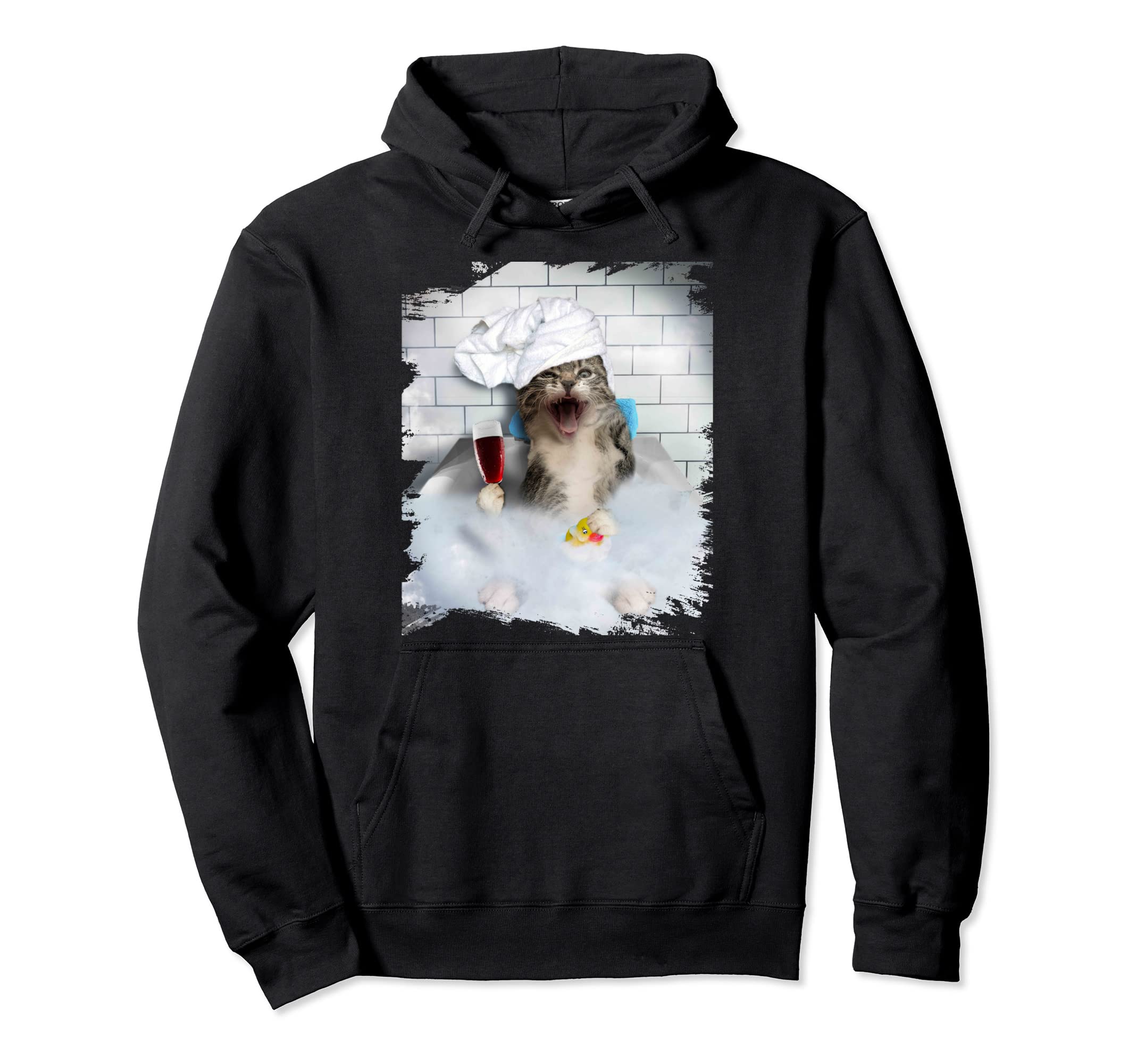 Cat Cats Kitty Bathing Bathtub Bath Hoodie - Fun Novelty Design Unisex - T-Shirt, Sweatshirt, Hoodie