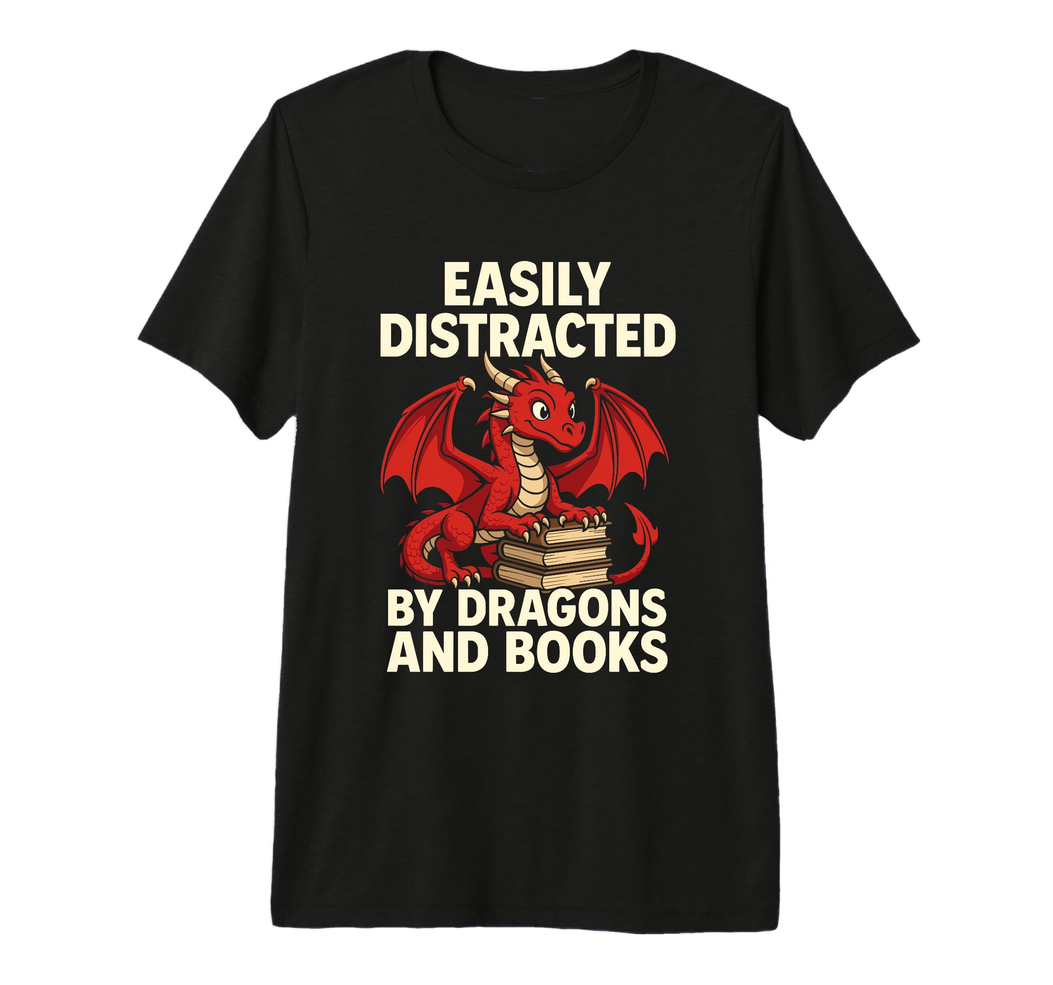 Easily Distracted Dragons And Books Tri T-Shirt - Minimalist Print Unisex - T-Shirt, Sweatshirt, Hoodie
