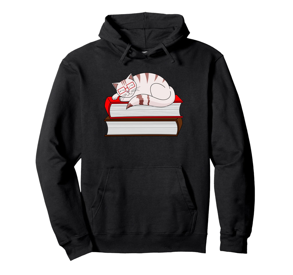 Cat Book Librarian Pet Kitten Owner Hoodie - Novelty Apparel Men Women - T-Shirt, Sweatshirt, Hoodie