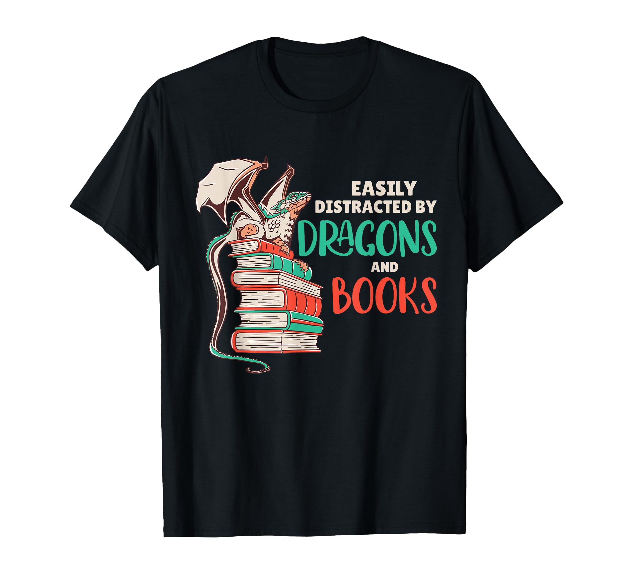 Easily Distracted Dragons And Books T-Shirt - Novelty Apparel Men Women - T-Shirt, Sweatshirt, Hoodie