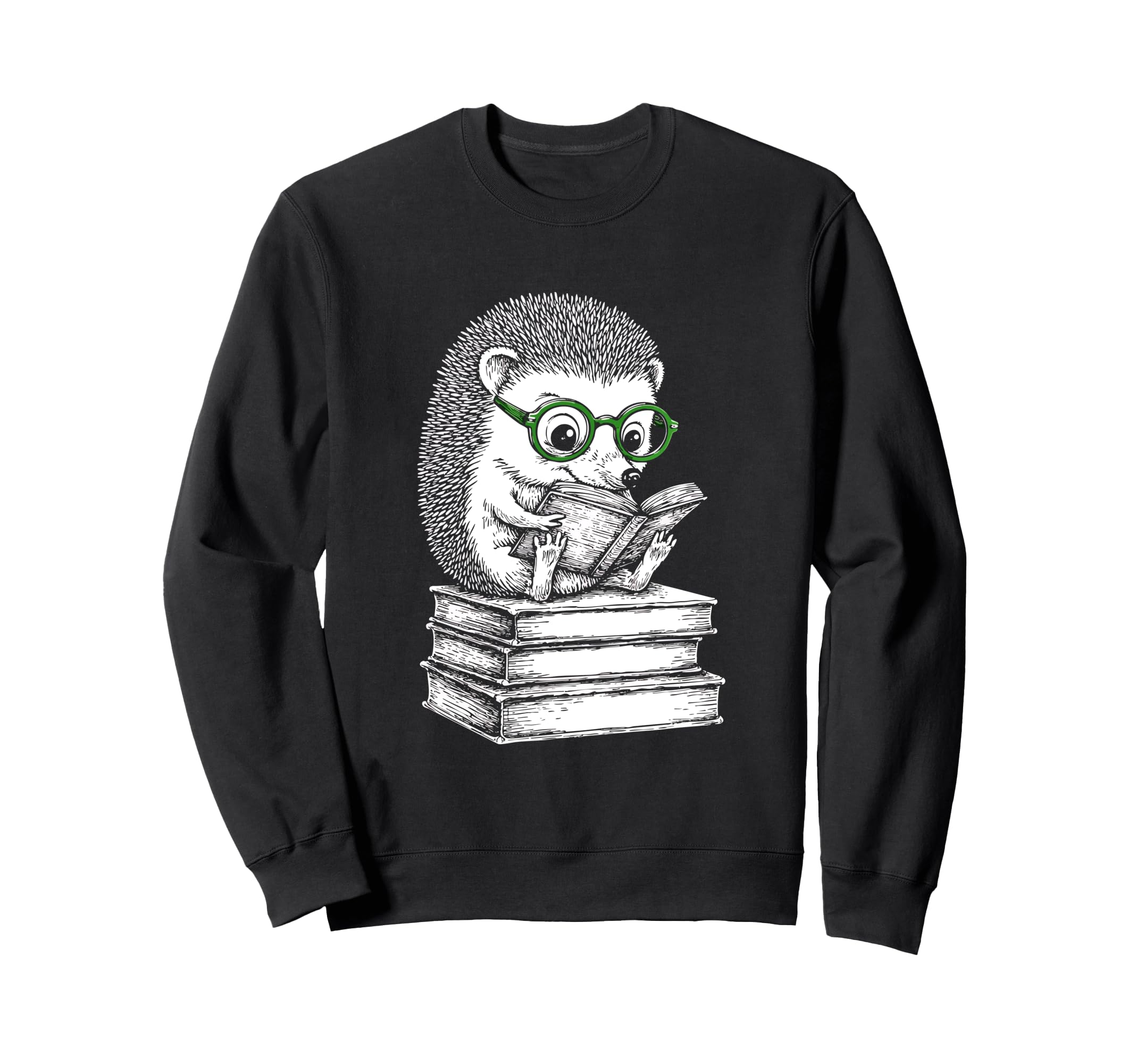 Hedgehog Book Nerd Funny Sweatshirt - Casual Everyday Wear for Adults - T-Shirt, Sweatshirt, Hoodie