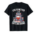 Cats Books Literature Reading Book T-Shirt - Fun Novelty Design Unisex - T-Shirt, Sweatshirt, Hoodie