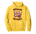 Groovy Anti Social Butterfly Ironic Hoodie - Aesthetic Graphic Men Women - T-Shirt, Sweatshirt, Hoodie