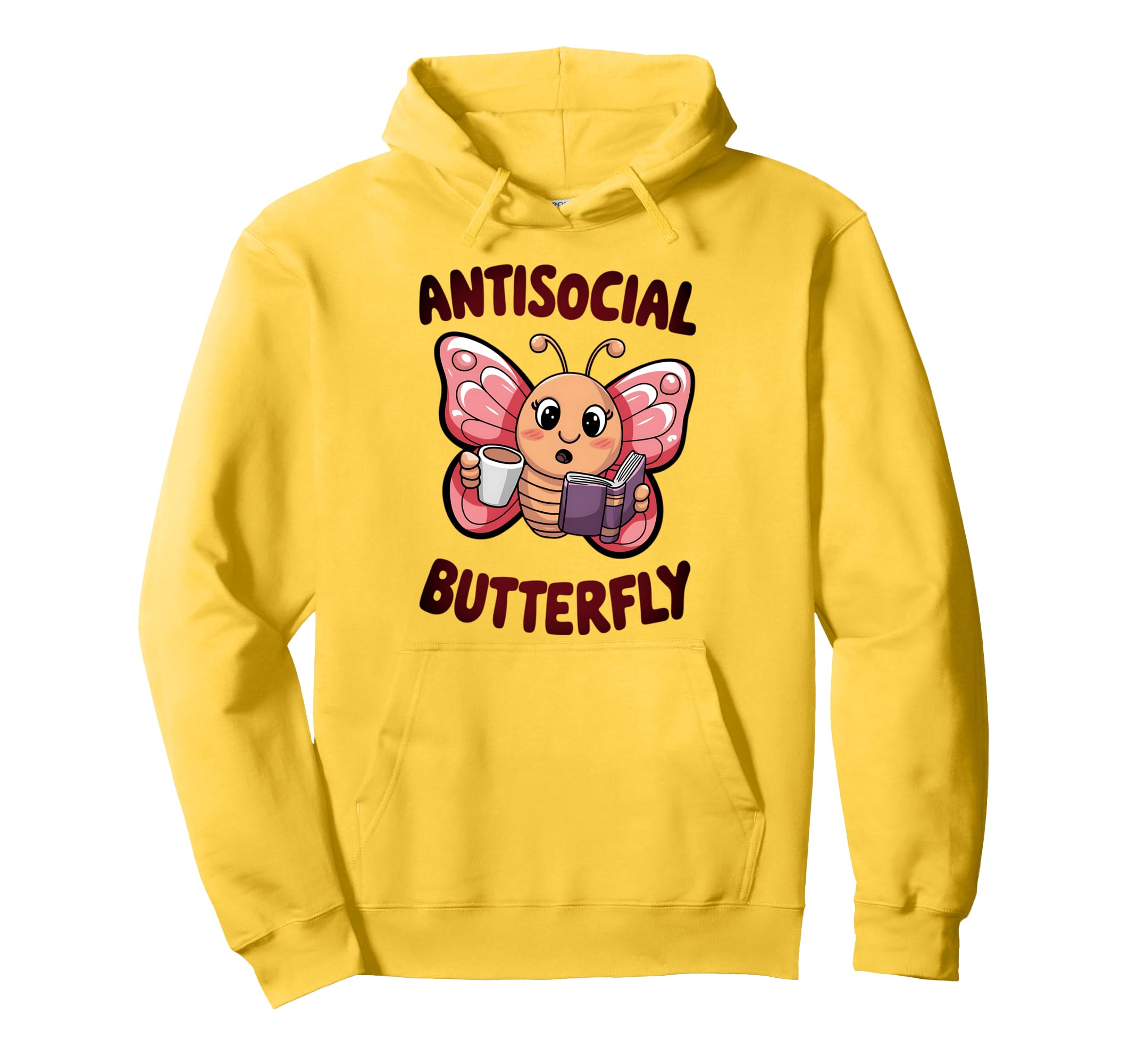 Groovy Anti Social Butterfly Ironic Hoodie - Aesthetic Graphic Men Women - T-Shirt, Sweatshirt, Hoodie