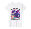 Just Who Loves Dragons And Books T-Shirt - Minimalist Print Men Women - T-Shirt, Sweatshirt, Hoodie