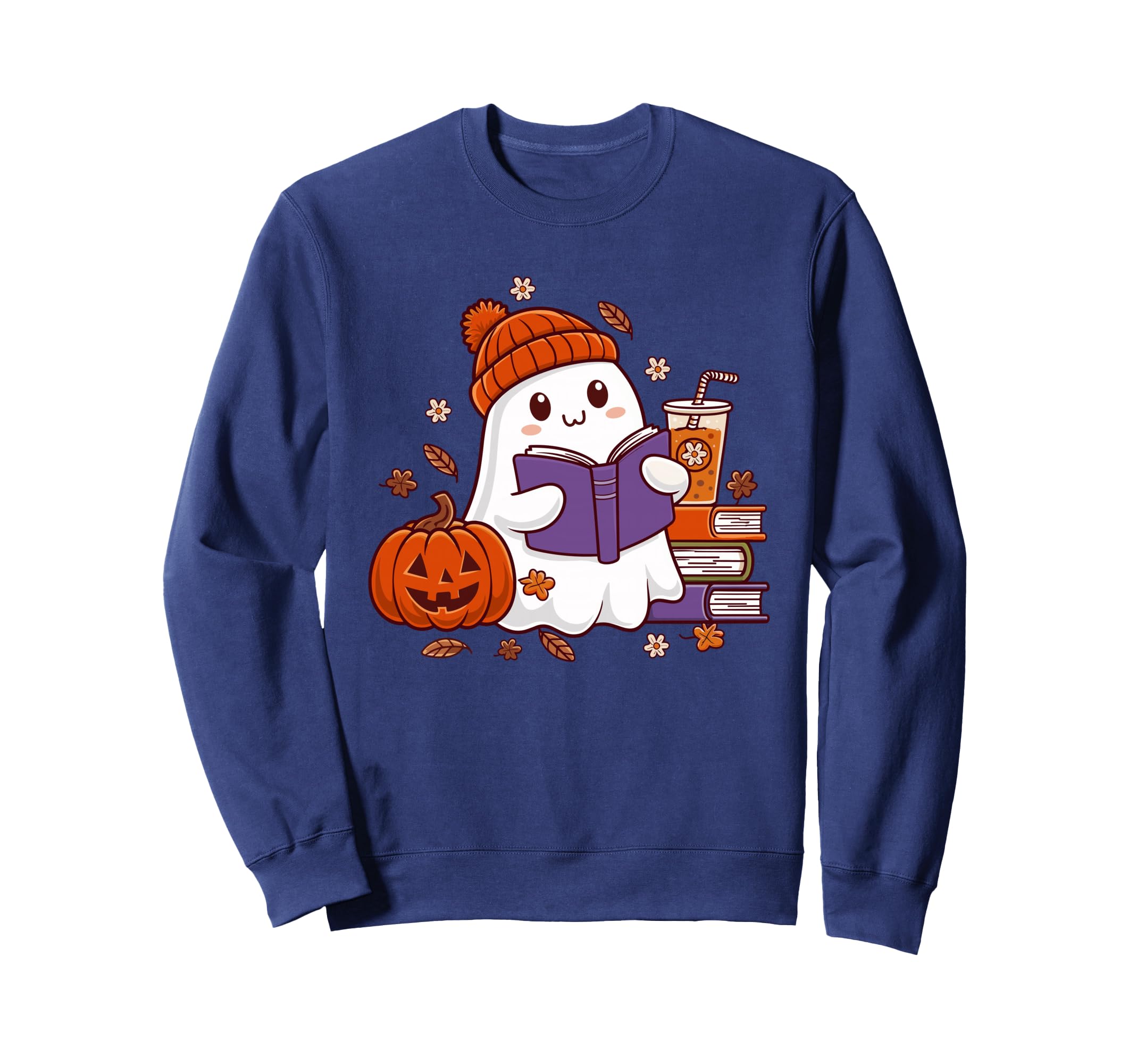 Halloween Ghost Reading Book Sweatshirt - Casual Everyday Wear Men Women - T-Shirt, Sweatshirt, Hoodie
