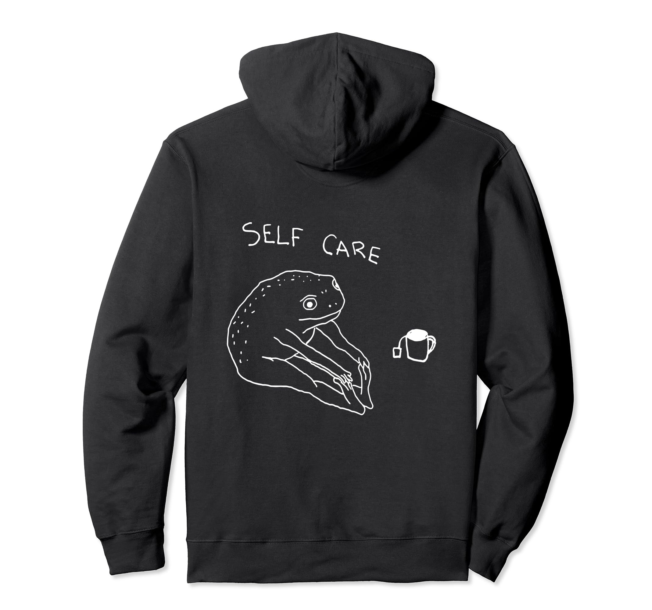 Self Care Frog Drinking Tea Hoodie - Trendy Graphic Unisex - T-Shirt, Sweatshirt, Hoodie