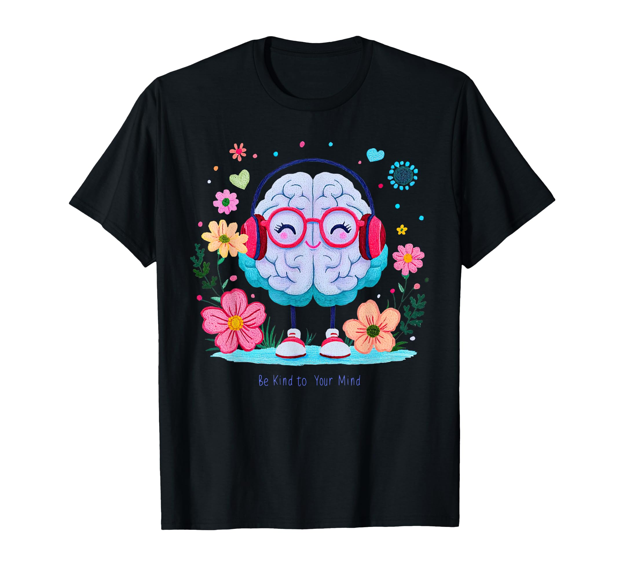 Brain Floral Mental Health T-Shirt - Casual Everyday Wear for Adults - T-Shirt, Sweatshirt, Hoodie