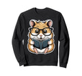 Bookworm Hamster Glasses Book Stack Sweatshirt - Unique Graphic Men Women - T-Shirt, Sweatshirt, Hoodie