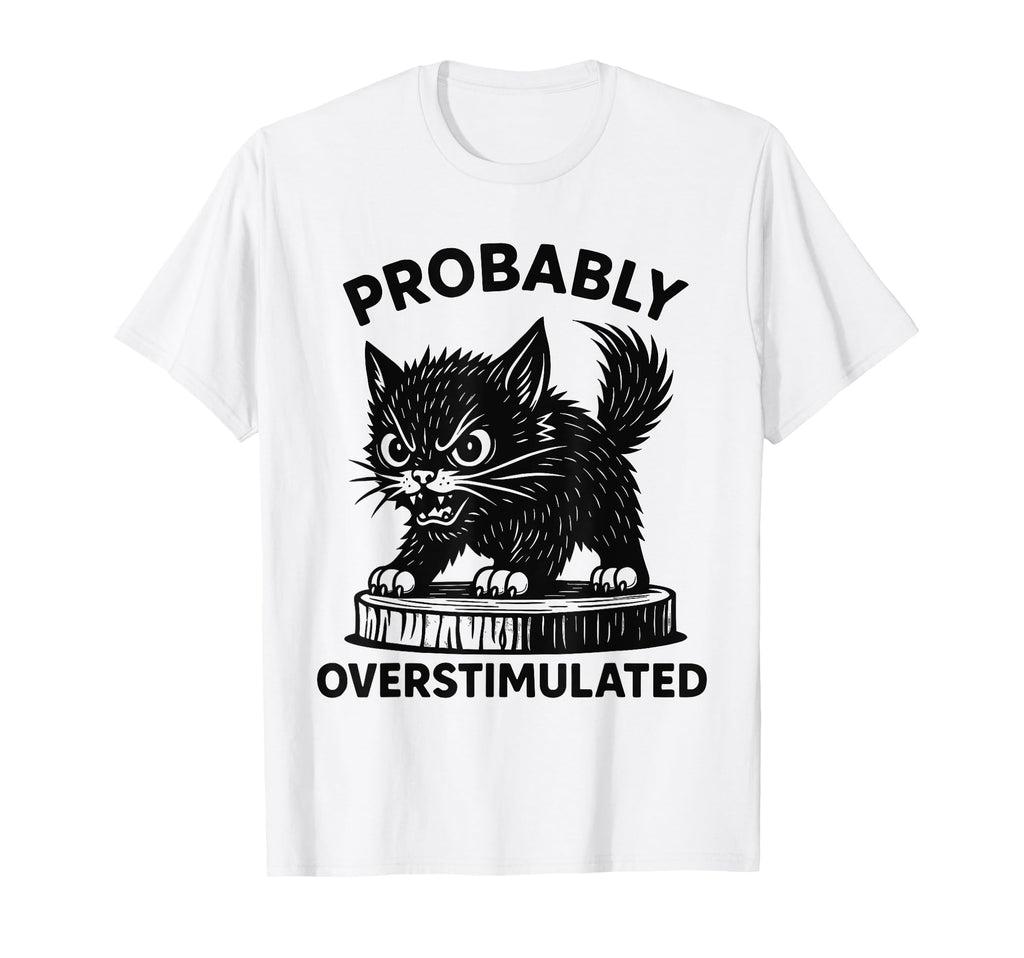 Probably Overstimulated But Angry T-Shirt - Minimalist Print for Adults - T-Shirt, Sweatshirt, Hoodie