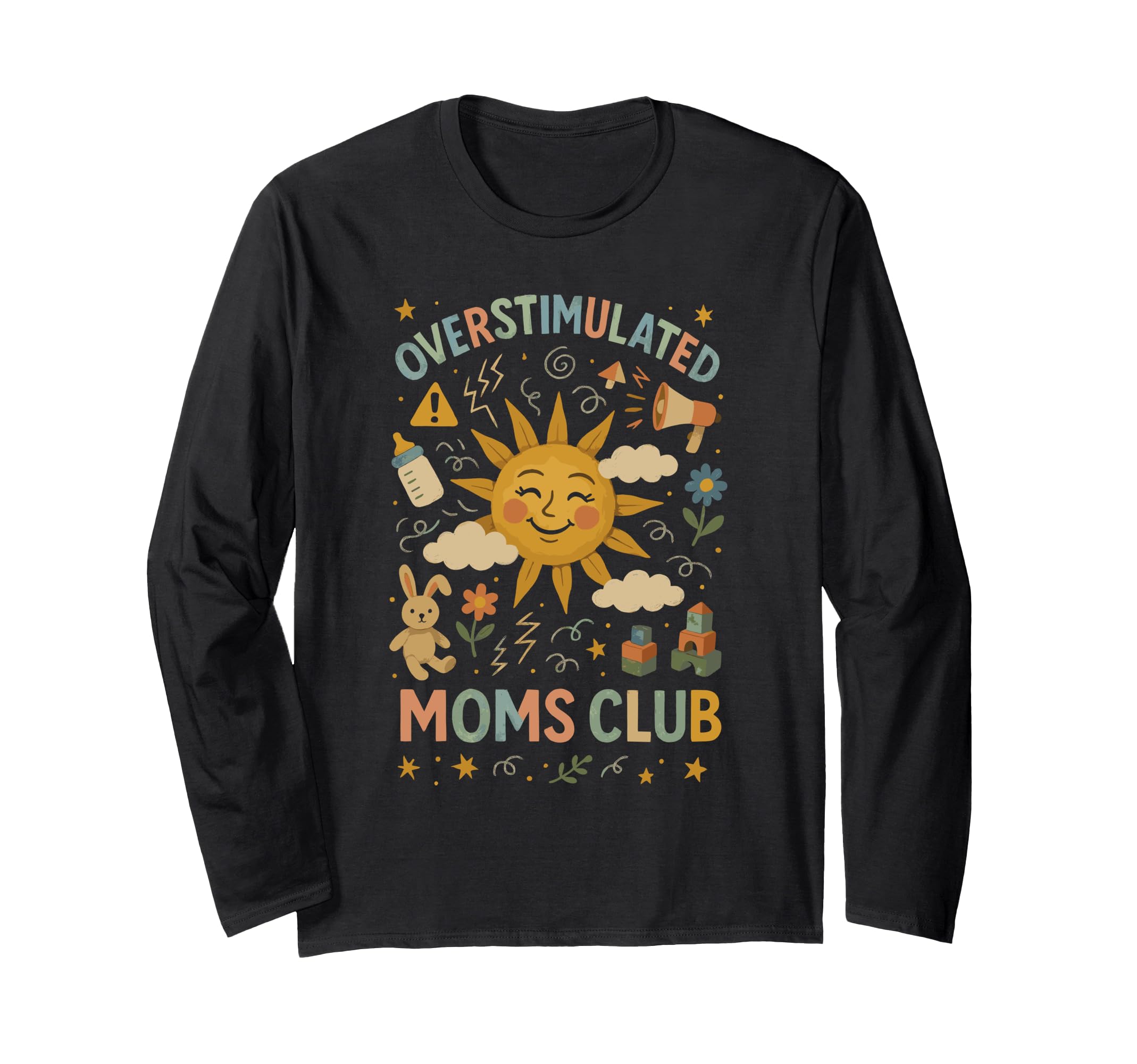 Moms Club Groovy Overstimulated T-Shirt - Unique Graphic Men Women - T-Shirt, Sweatshirt, Hoodie