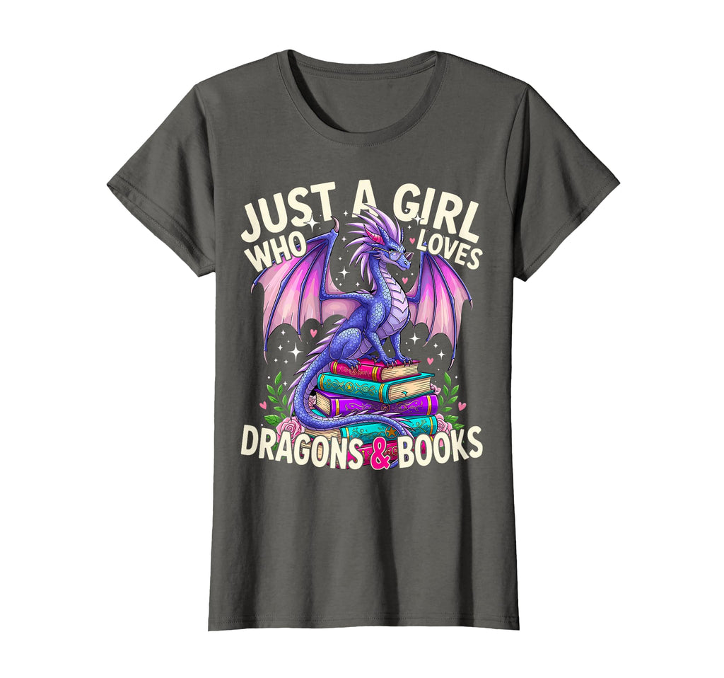 Just Who Loves Dragons And Books Dragon T-Shirt - Minimalist Print Unisex - T-Shirt, Sweatshirt, Hoodie