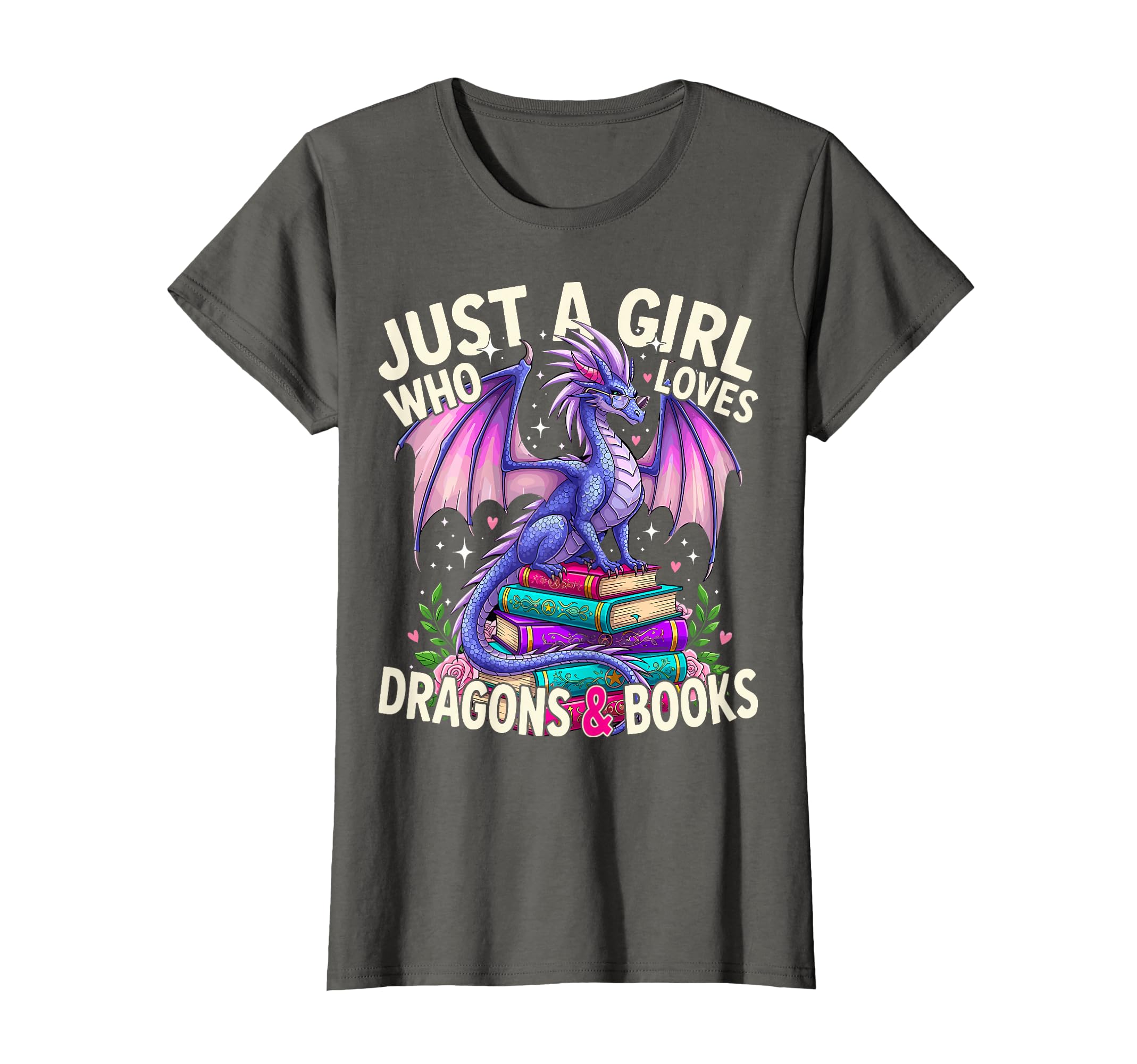 Just Who Loves Dragons And Books Dragon T-Shirt - Minimalist Print Unisex - T-Shirt, Sweatshirt, Hoodie
