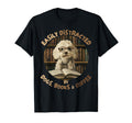 Easily Distracted Dogs Books Coffee T-Shirt - Unique Graphic Unisex - T-Shirt, Sweatshirt, Hoodie