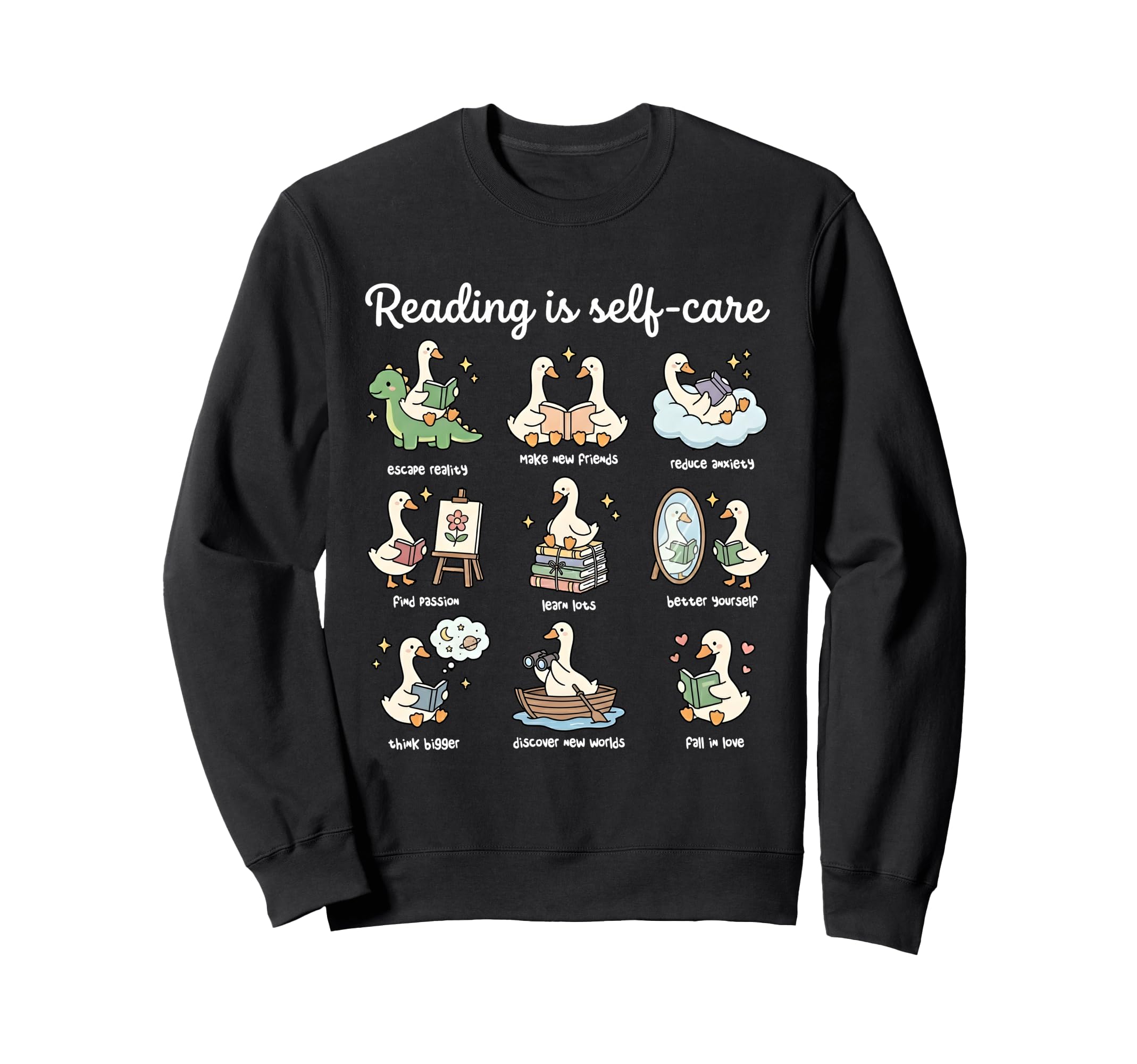 Book Lover Bookish Book Club Goose Sweatshirt - Novelty Apparel Men Women - T-Shirt, Sweatshirt, Hoodie