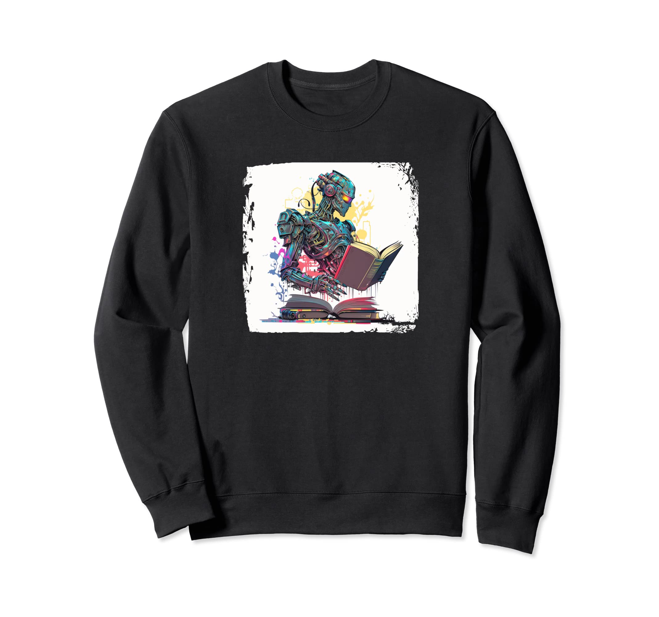 Robotic Bookworm Blending Sweatshirt - Custom Art Print Men Women - T-Shirt, Sweatshirt, Hoodie