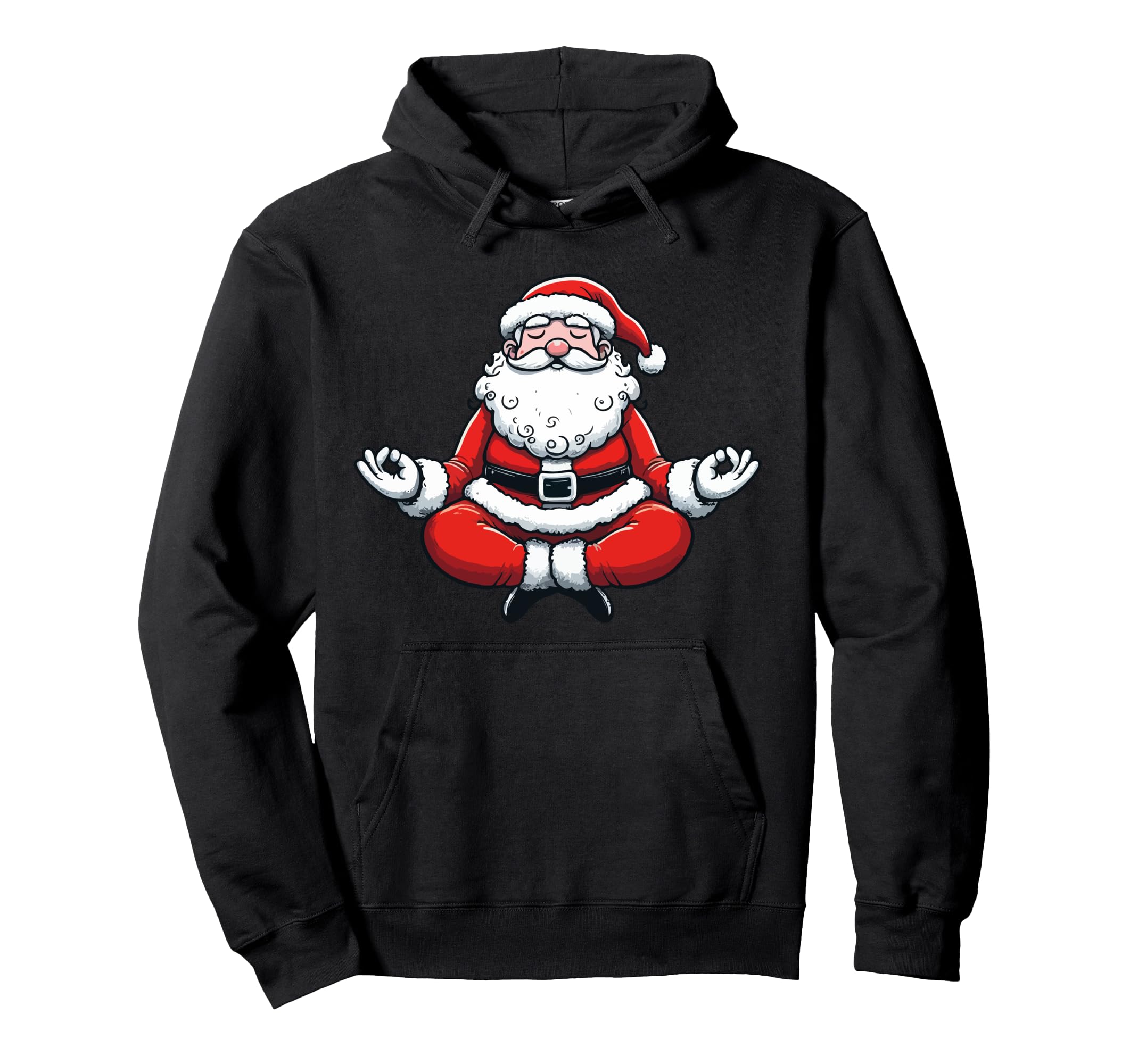 Meditation Santa Yoga Pose Relaxing Animal Hoodie - Unique Graphic Unisex - T-Shirt, Sweatshirt, Hoodie