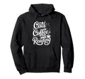 Cats Coffee Reading Funny Book Lover Hoodie - Novelty Apparel for Adults - T-Shirt, Sweatshirt, Hoodie