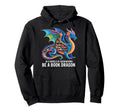 Be Book Dragon Reading Hoodie - Minimalist Print Men Women - T-Shirt, Sweatshirt, Hoodie
