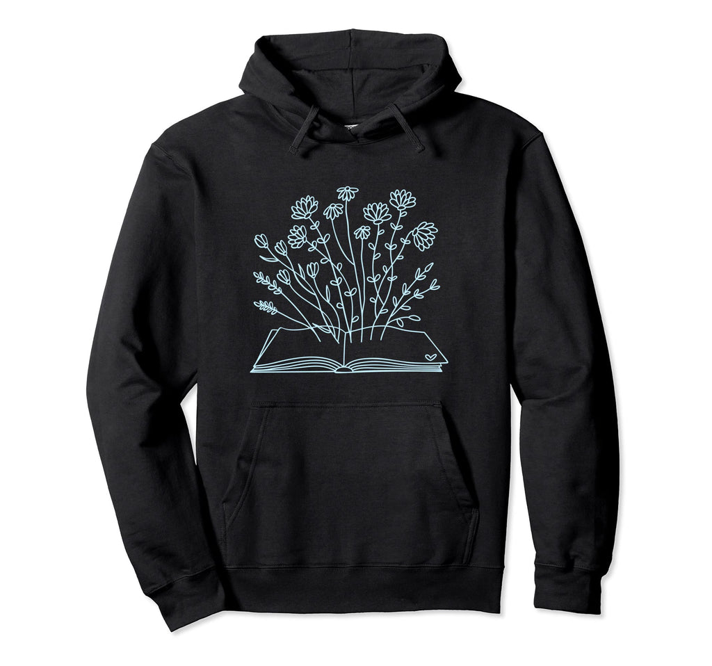 Floral Flower Book Reading Bookworm Hoodie - Casual Everyday Wear Unisex - T-Shirt, Sweatshirt, Hoodie