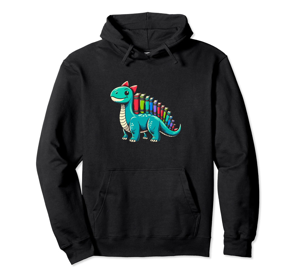 Dinosaur Book Books Reading Bookworm Hoodie - Custom Art Print Men Women - T-Shirt, Sweatshirt, Hoodie