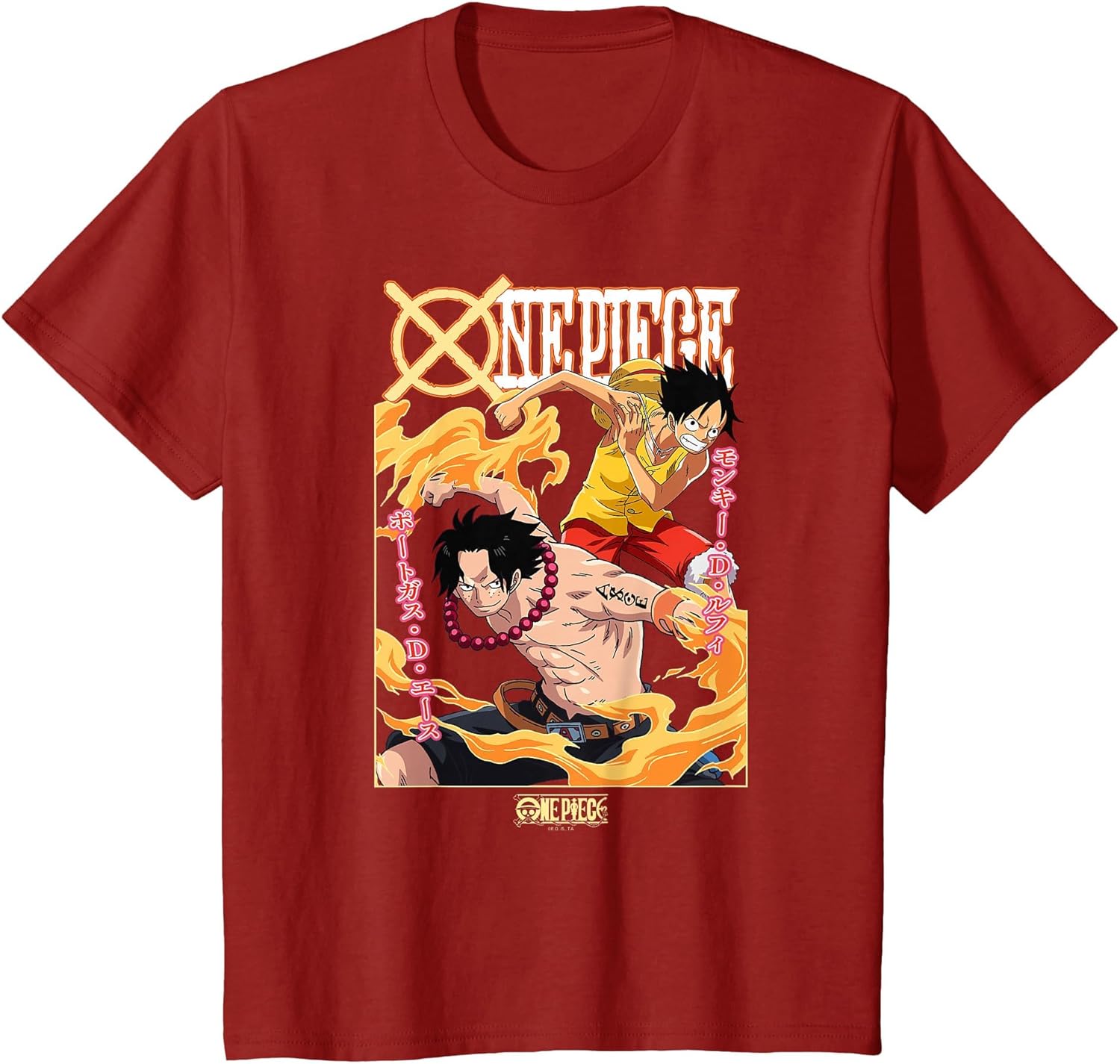 Anime Ace and Luffy Team Up Kanji T-Shirt Unisex T-shirt, Sweatshirt, Hoodie, Long Sleeve Tee - T-Shirt, Sweatshirt, Hoodie