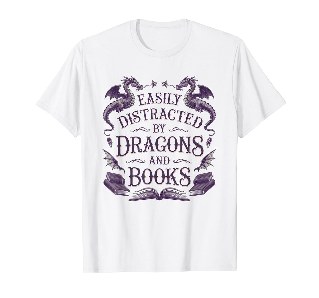 Easily Distracted Books Dragons T-Shirt - Casual Everyday Wear for Adults - T-Shirt, Sweatshirt, Hoodie