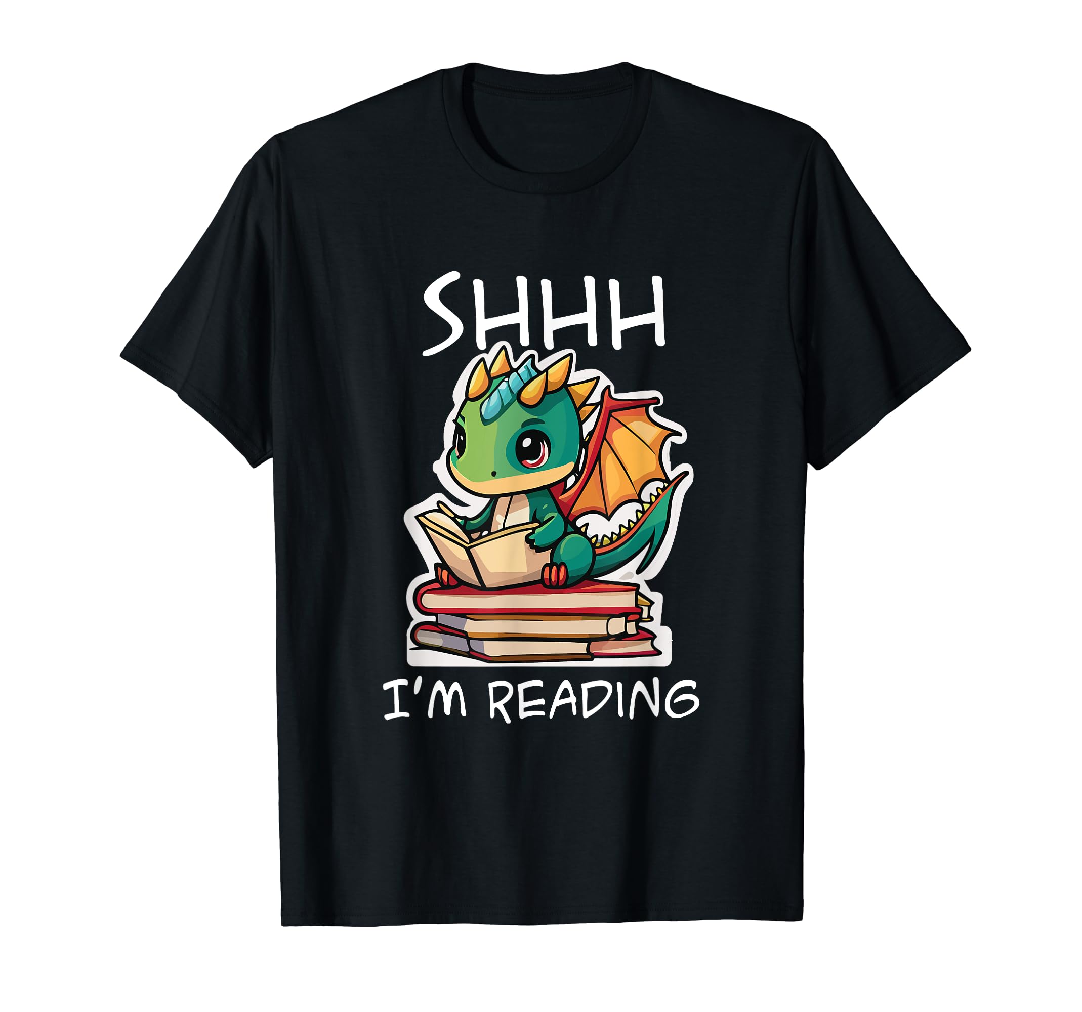 Shhh Im Reading Dragon Reading Library T-Shirt - Custom Art Print Unisex - T-Shirt, Sweatshirt, Hoodie