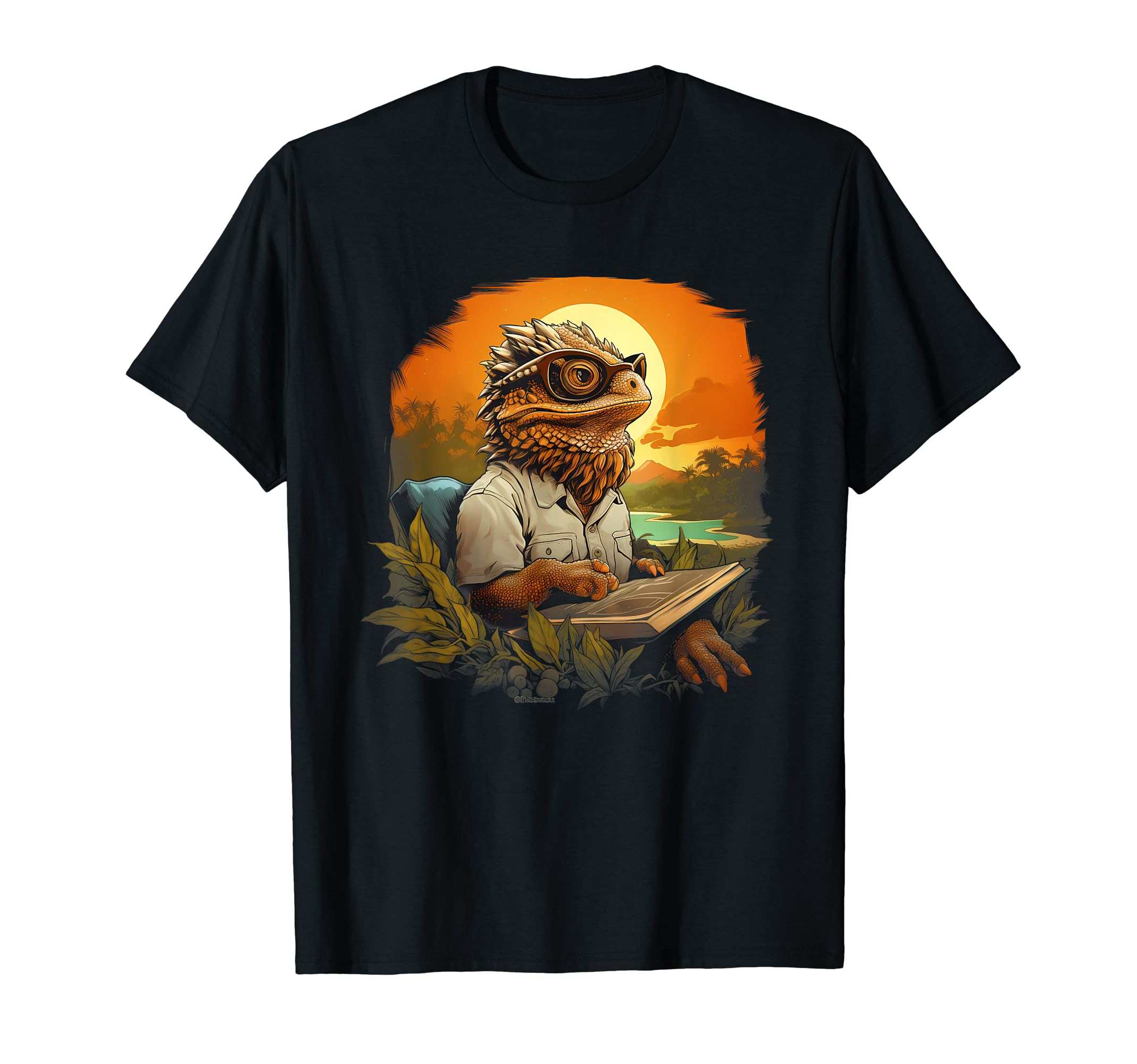 Outdoors Bearded Dragon Reading Book T-Shirt - Trendy Graphic for Adults - T-Shirt, Sweatshirt, Hoodie