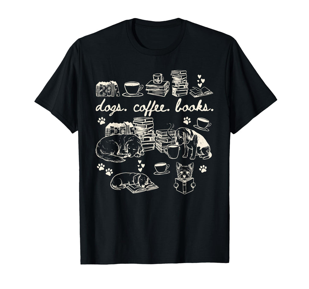 Tattoo Dogs Coffee Books Library T-Shirt - Minimalist Print for Adults - T-Shirt, Sweatshirt, Hoodie