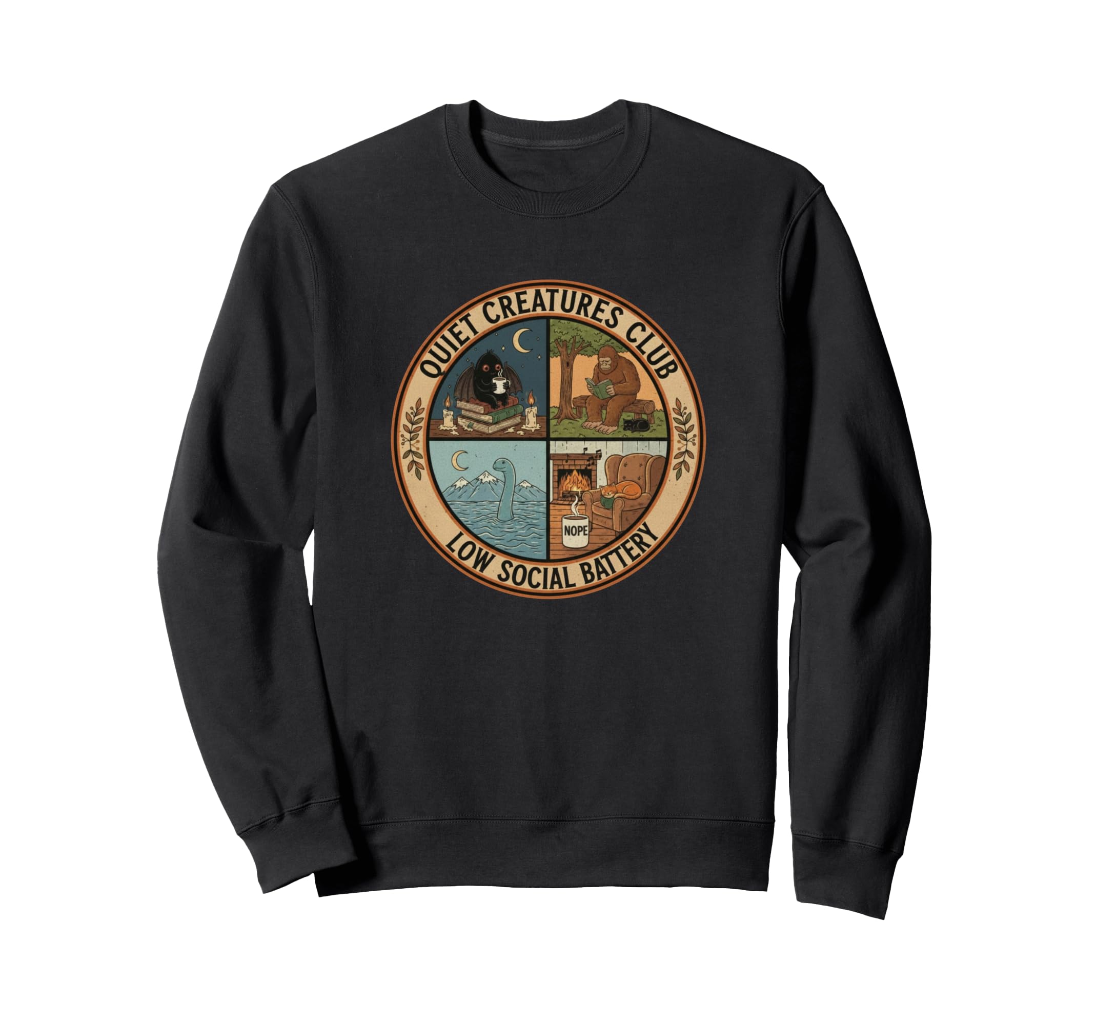 Cryptid Mothman Bigfoot Nessie Sweatshirt - Custom Art Print for Adults - T-Shirt, Sweatshirt, Hoodie