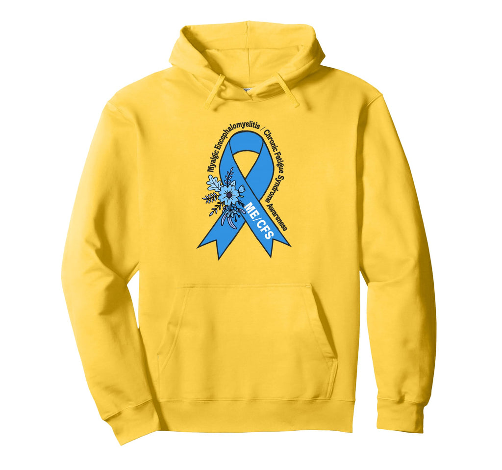 Me Cfs Awareness Warrior Blue Ribbon Hoodie - Casual Everyday Wear Unisex - T-Shirt, Sweatshirt, Hoodie