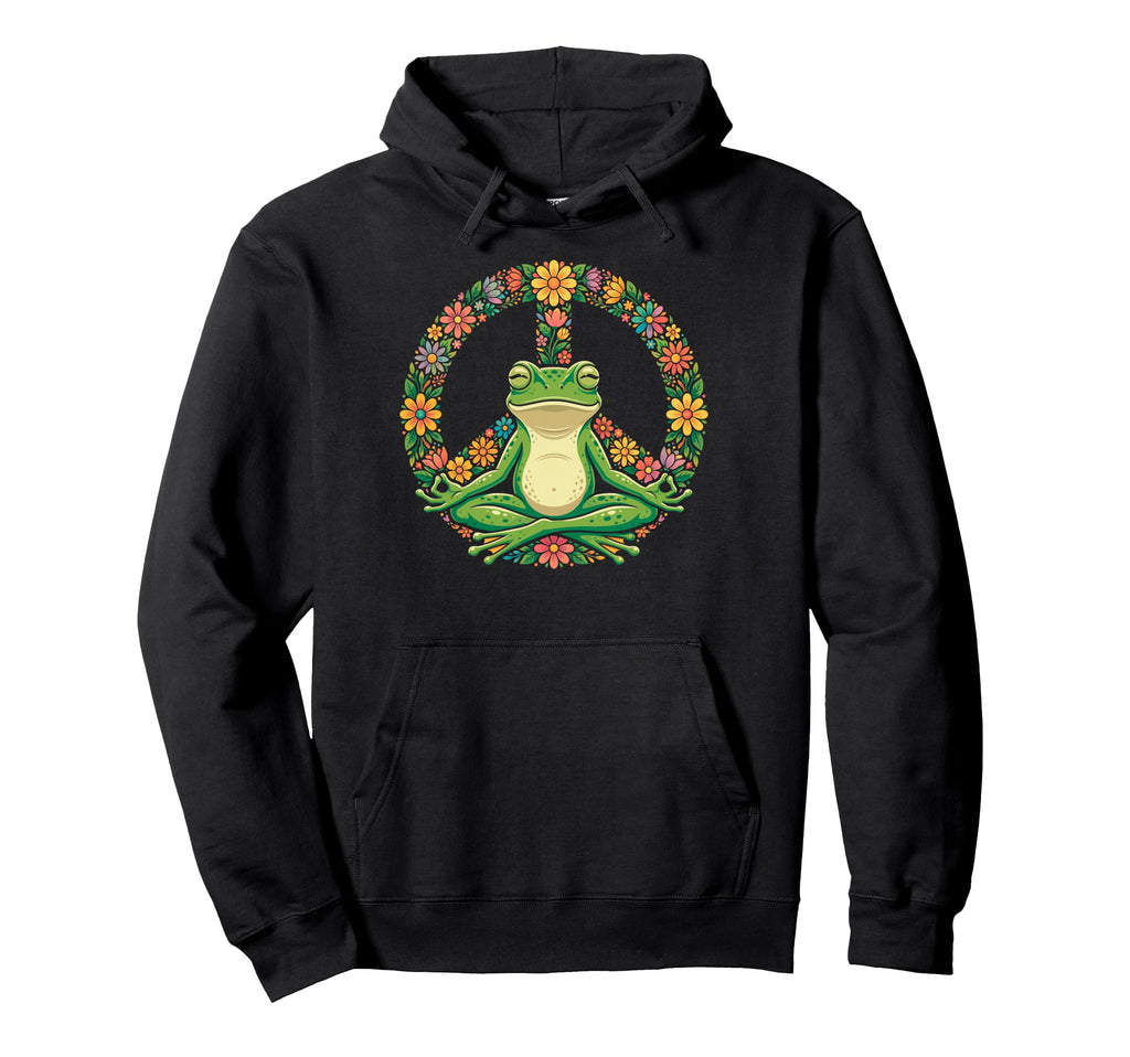 Funny Frog Yoga Lotus Pose Meditation Hoodie - Novelty Apparel for Adults - T-Shirt, Sweatshirt, Hoodie