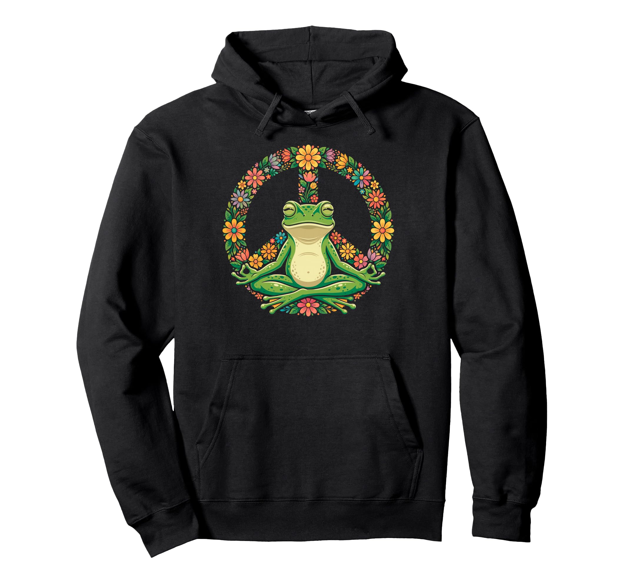 Funny Frog Yoga Lotus Pose Meditation Hoodie - Novelty Apparel for Adults - T-Shirt, Sweatshirt, Hoodie
