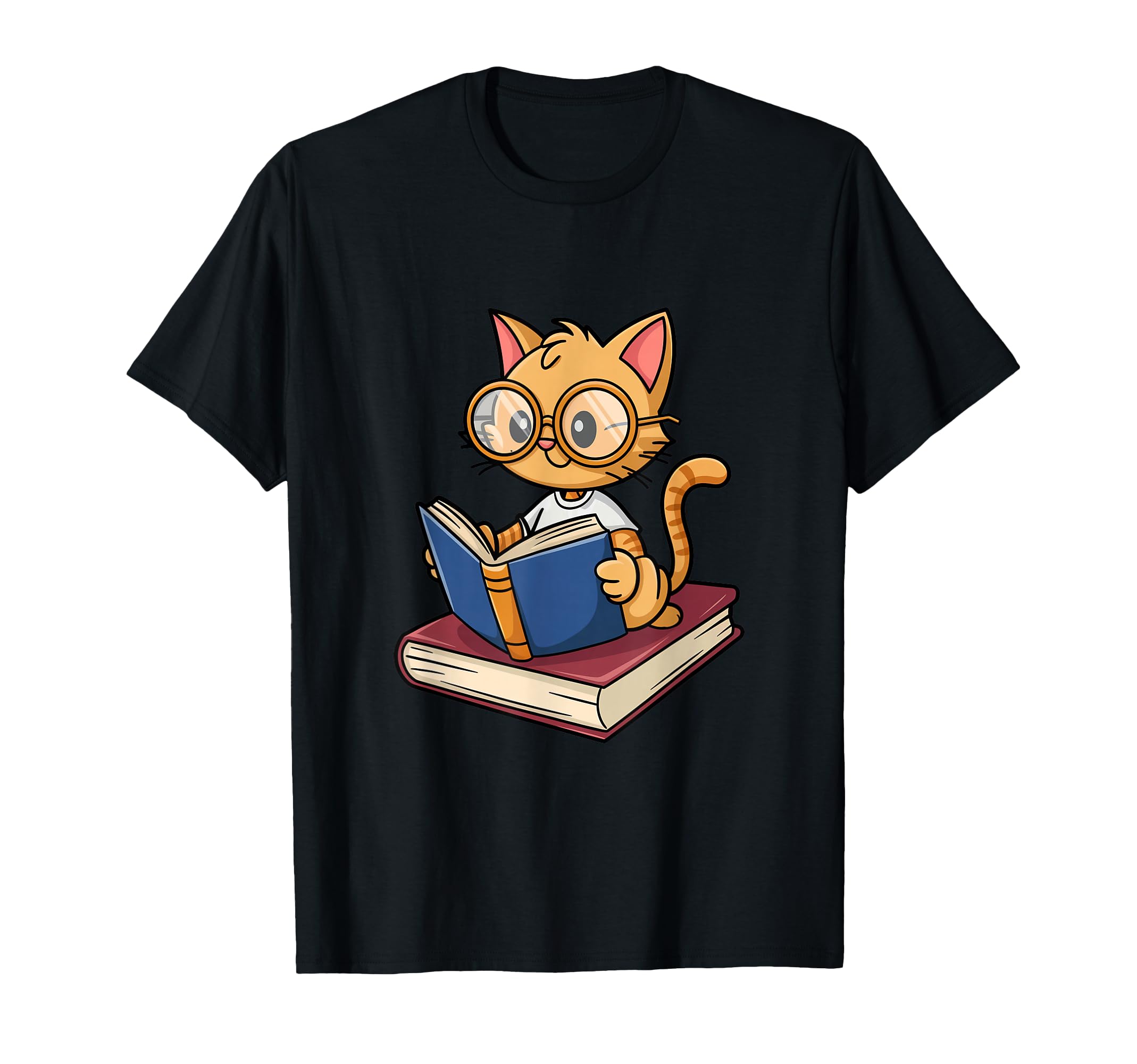Cat Reading Book Nerd Kitty Bookworm T-Shirt - Graphic Print for Adults - T-Shirt, Sweatshirt, Hoodie
