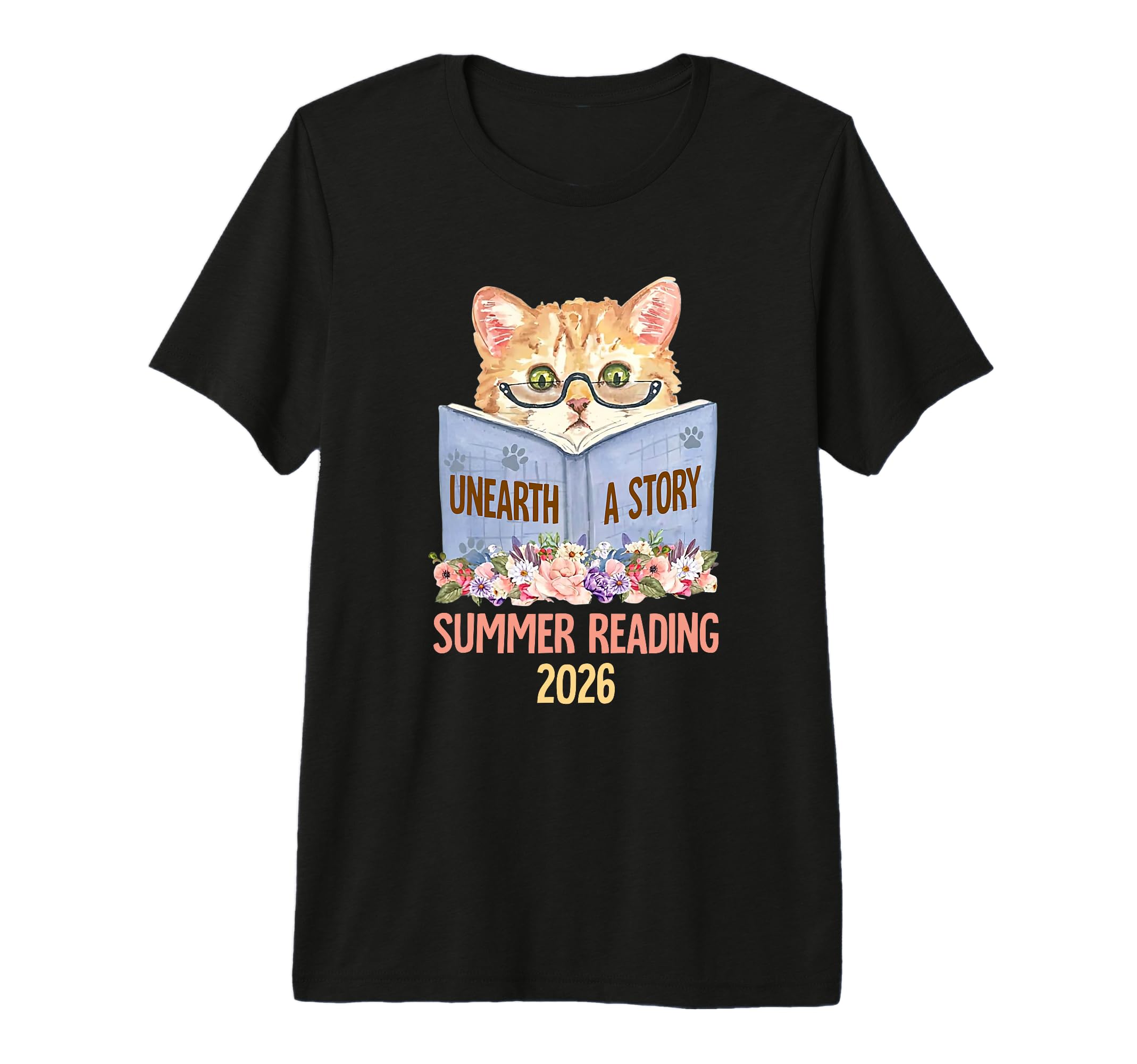 Bookish Cat Lady Summer Reading T-Shirt - Fun Novelty Design for Adults - T-Shirt, Sweatshirt, Hoodie