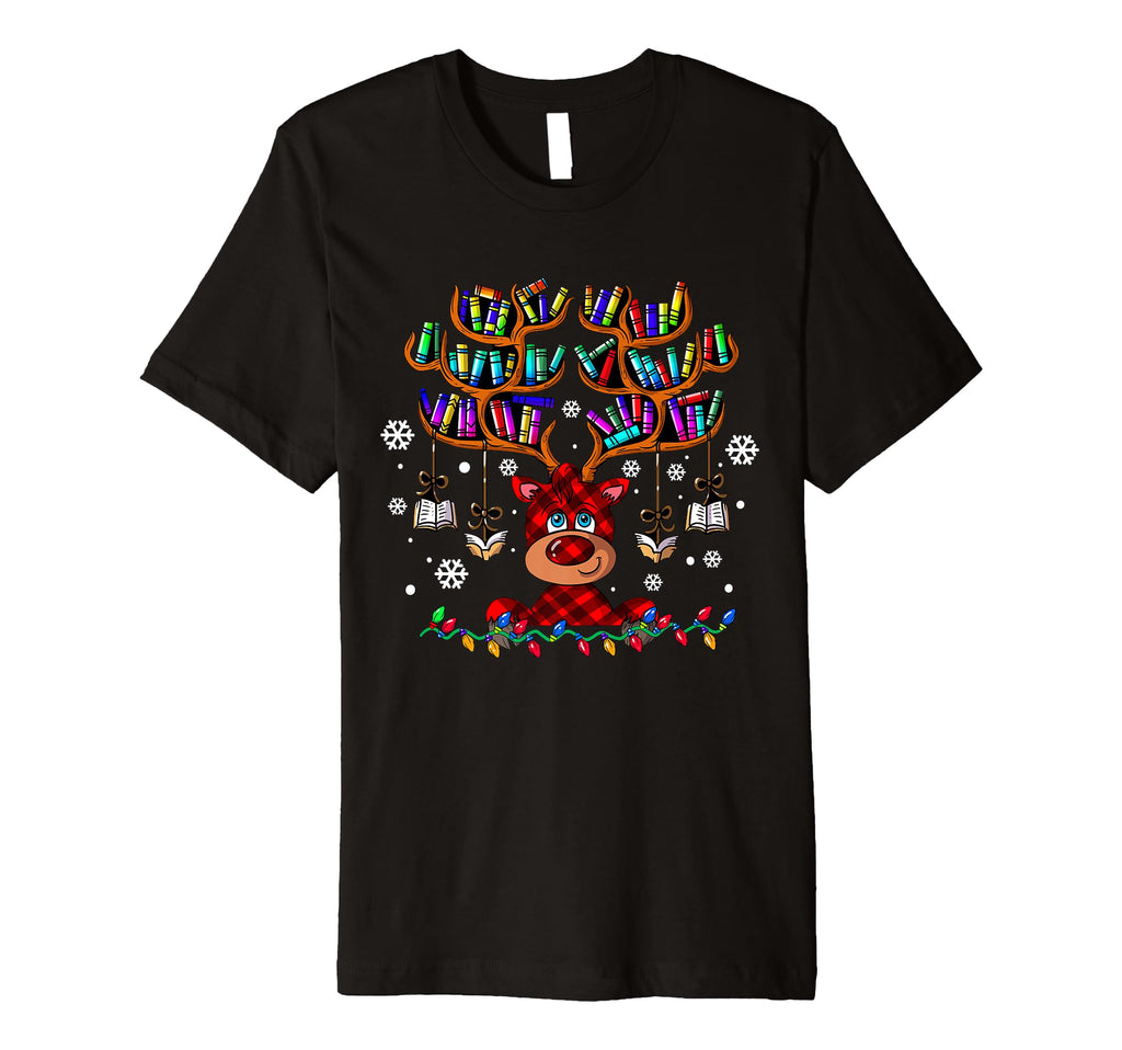 Bookshelf Book Collection Reindeer T-Shirt - Custom Art Print Men Women - T-Shirt, Sweatshirt, Hoodie