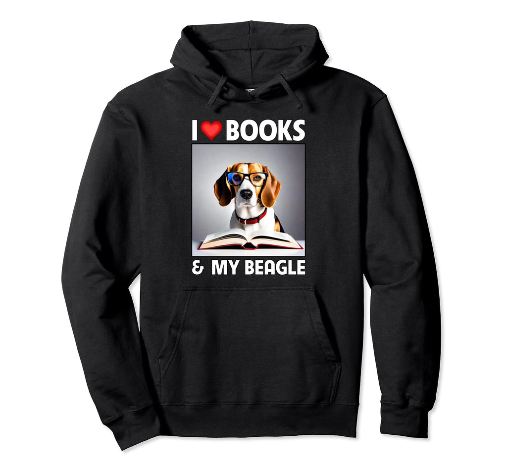 I Love Books And My Beagle Hunting Dog Hoodie - Novelty Apparel Men Women - T-Shirt, Sweatshirt, Hoodie