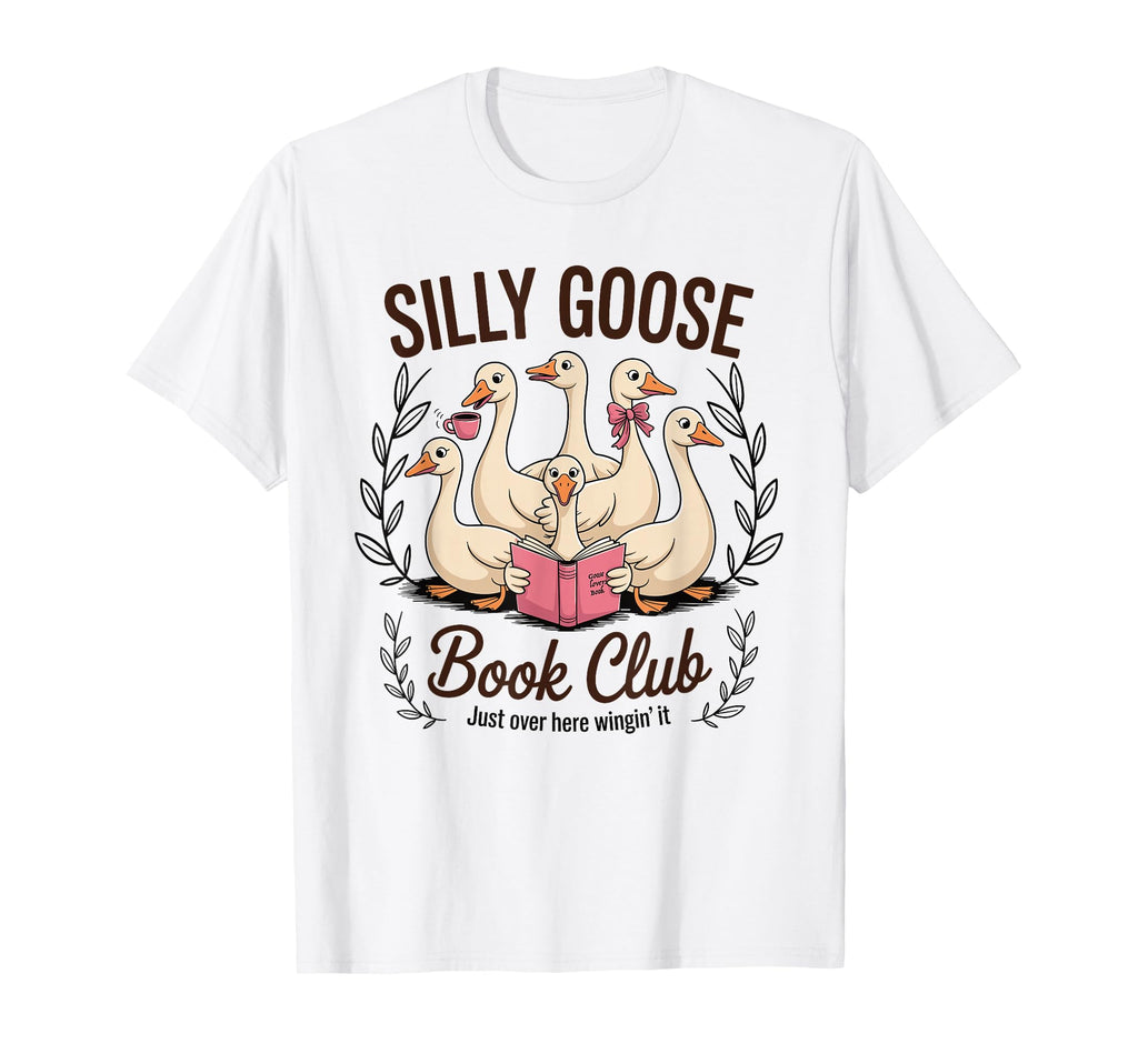 Funny Geese Reading Books Goose Lover T-Shirt - Unique Graphic for Adults - T-Shirt, Sweatshirt, Hoodie