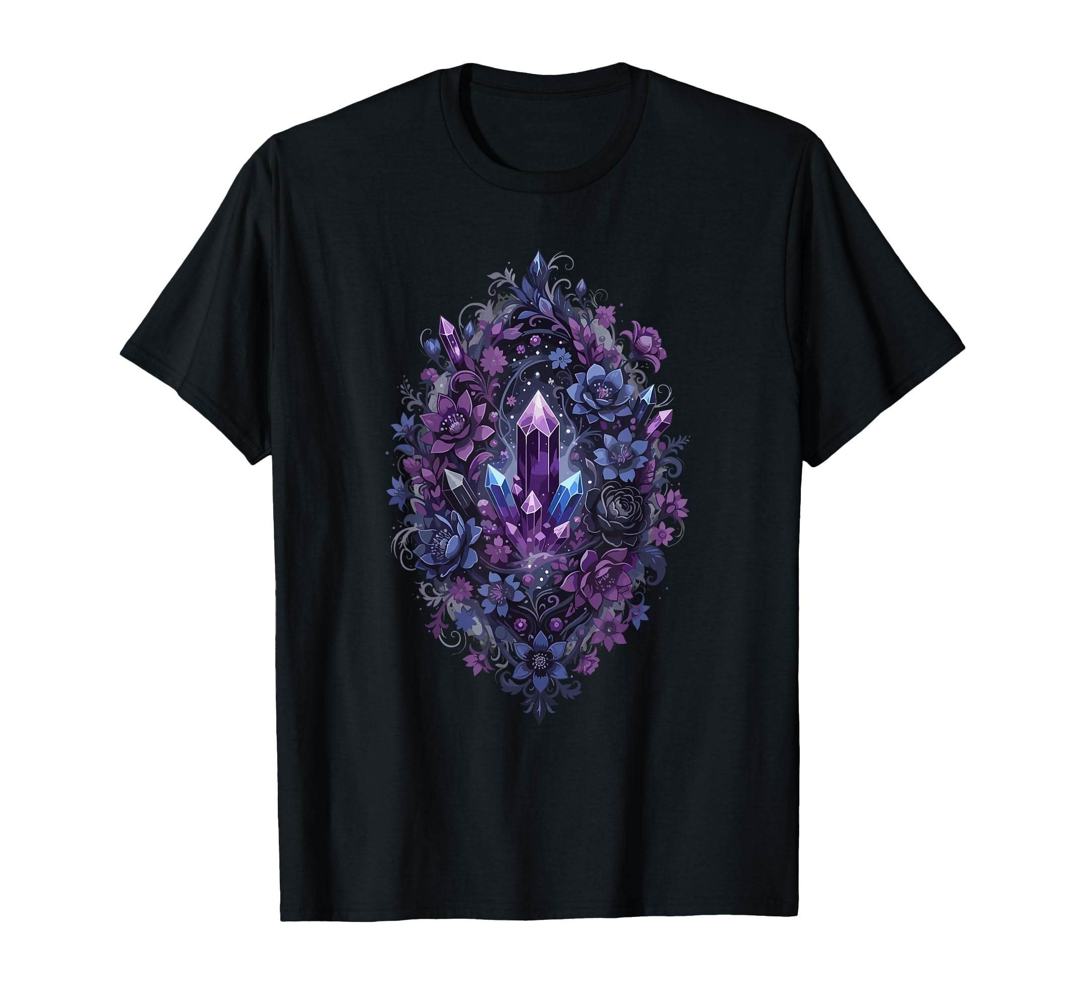 Purple Crystal Bouquet Mystic T-Shirt - Aesthetic Graphic for Adults - T-Shirt, Sweatshirt, Hoodie